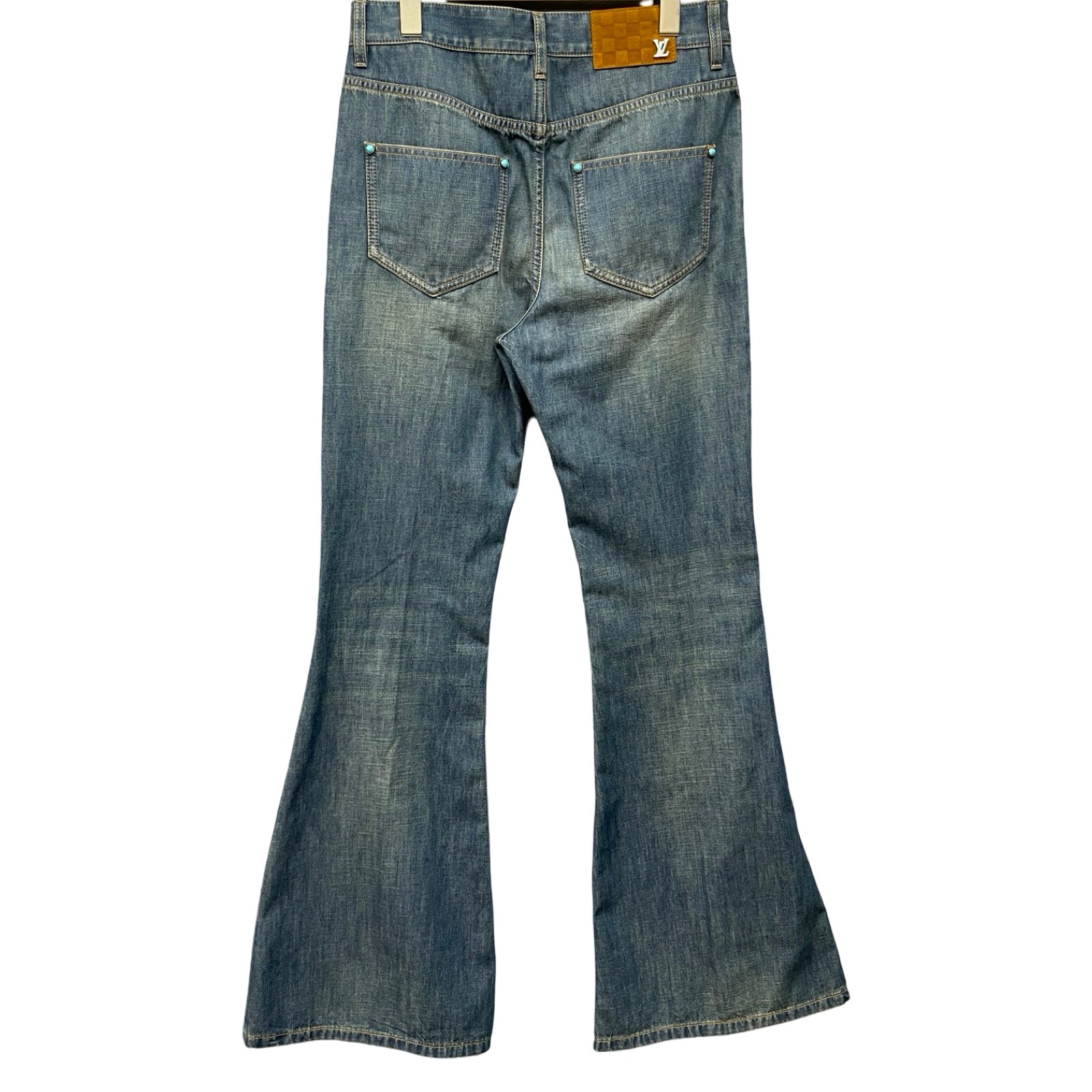 LOUIS VUITTON 2024AW Embellished Flared Cotton Chambray Pants 1AFYNP Size 29