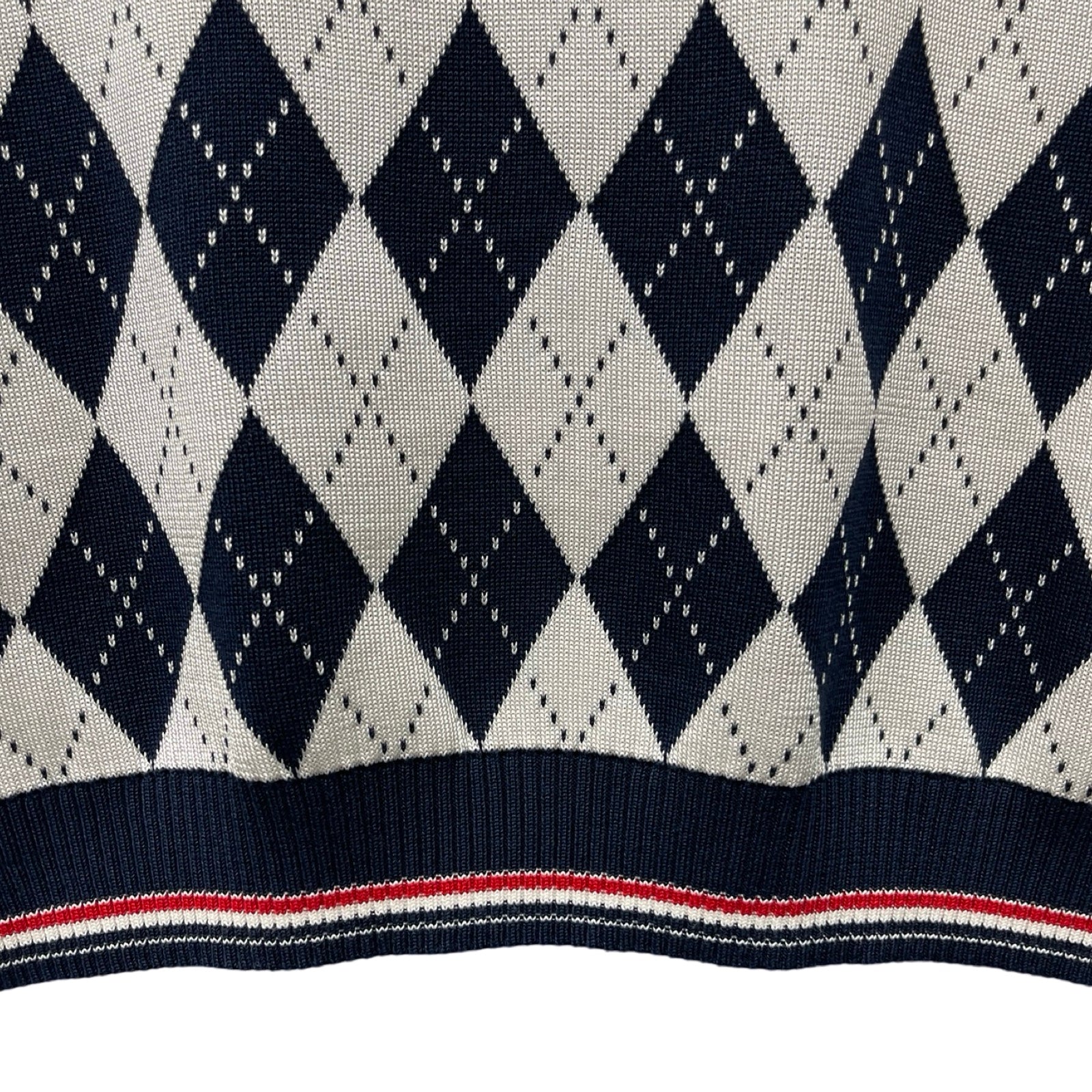 THOM BROWNE 2024SS Argyle Cotton Silk Striped Piping Polo Shirt MKP068AY3504415 Size 2