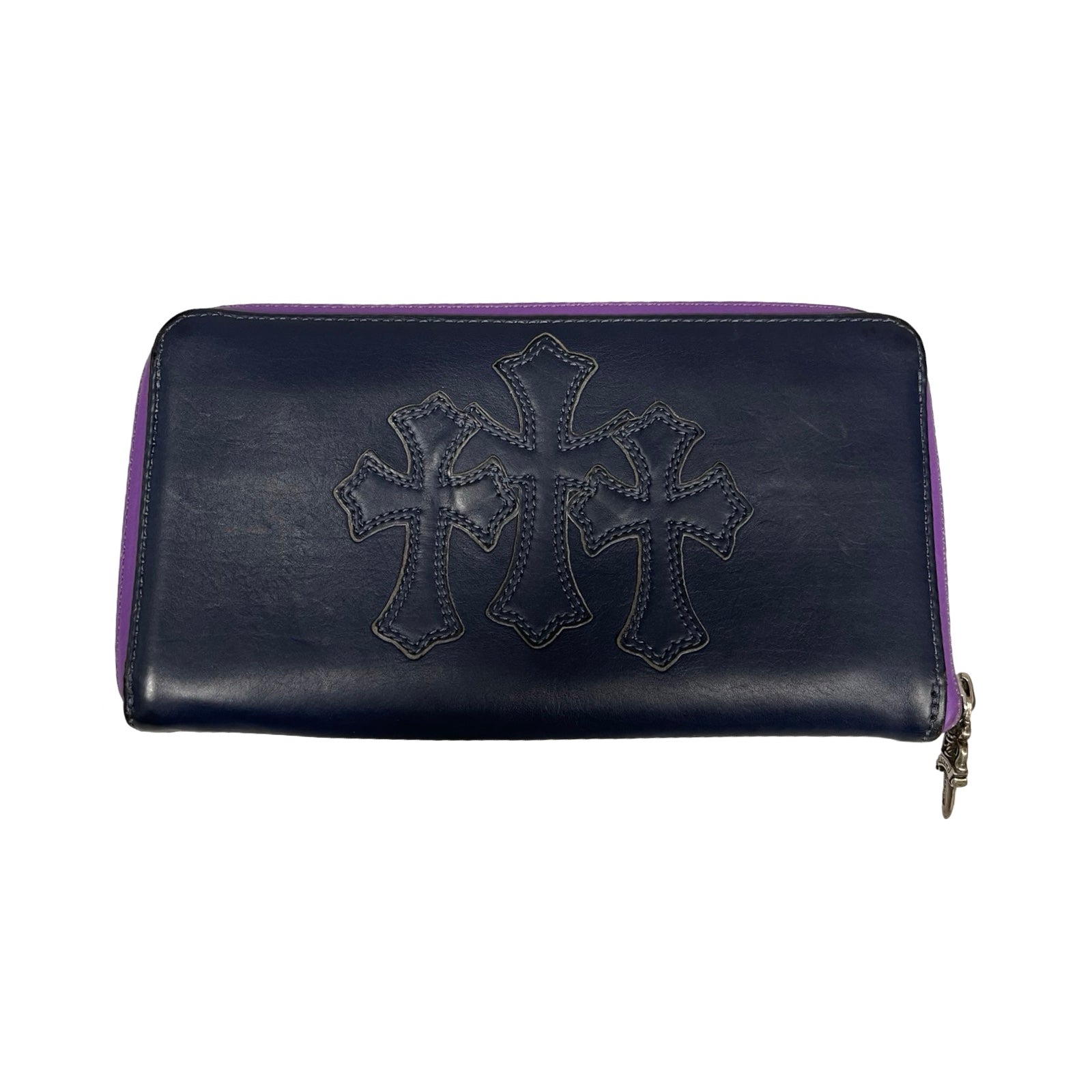 CHROME HEARTS 3 Cemetery Cross Patch Zip Wallet