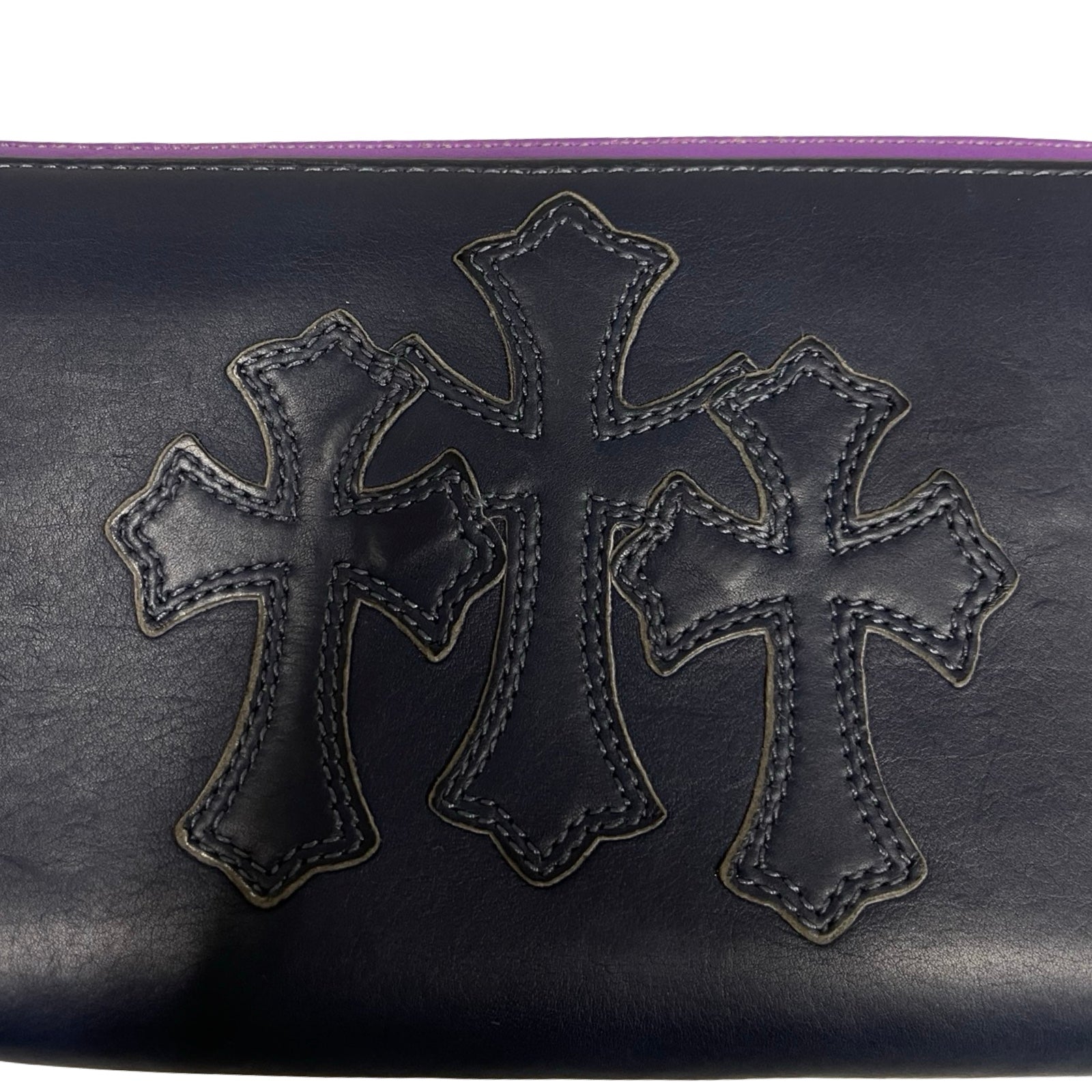 CHROME HEARTS 3 Cemetery Cross Patch Zip Wallet