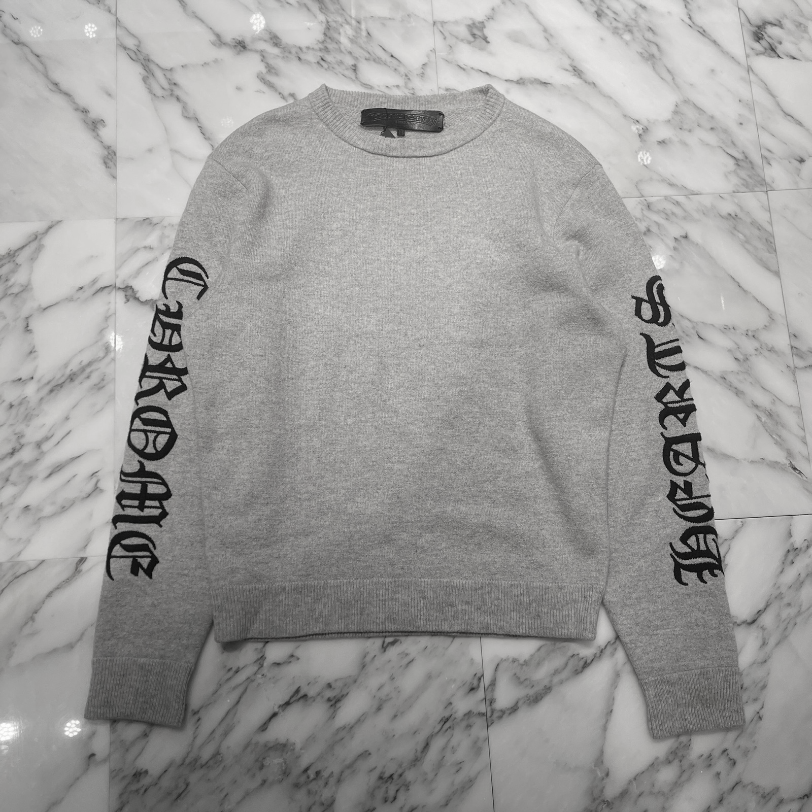 CHROME HEARTS YNOT ARM LOGO EMBROIDERY CASHMERE KNIT SWEATER Size M クロムハーツ ワイノット 袖ロゴ刺繍 カシミアニット セーター サイズM