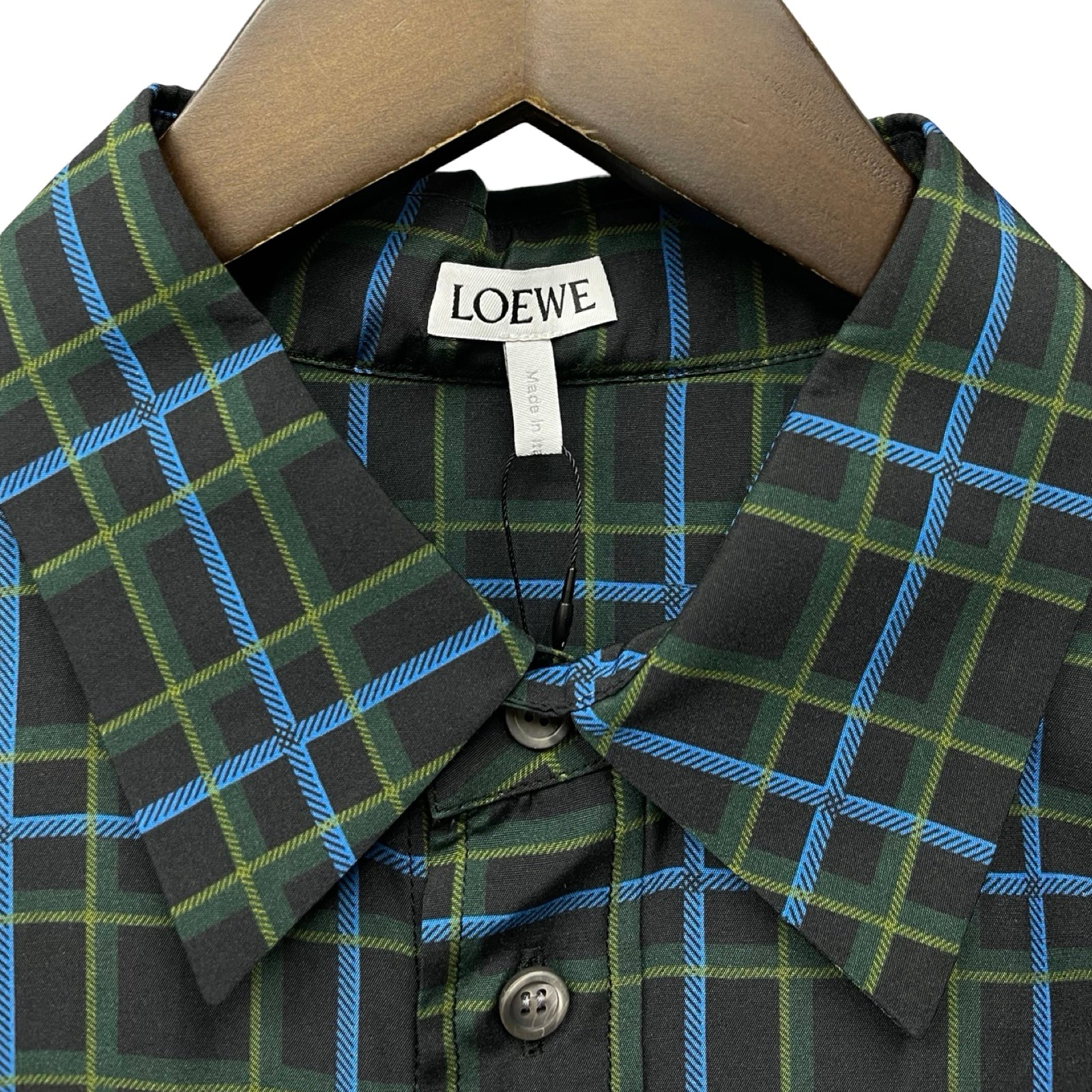 LOEWE 2022SS Anagram Stamp Check Shirt In Silk And Cotton