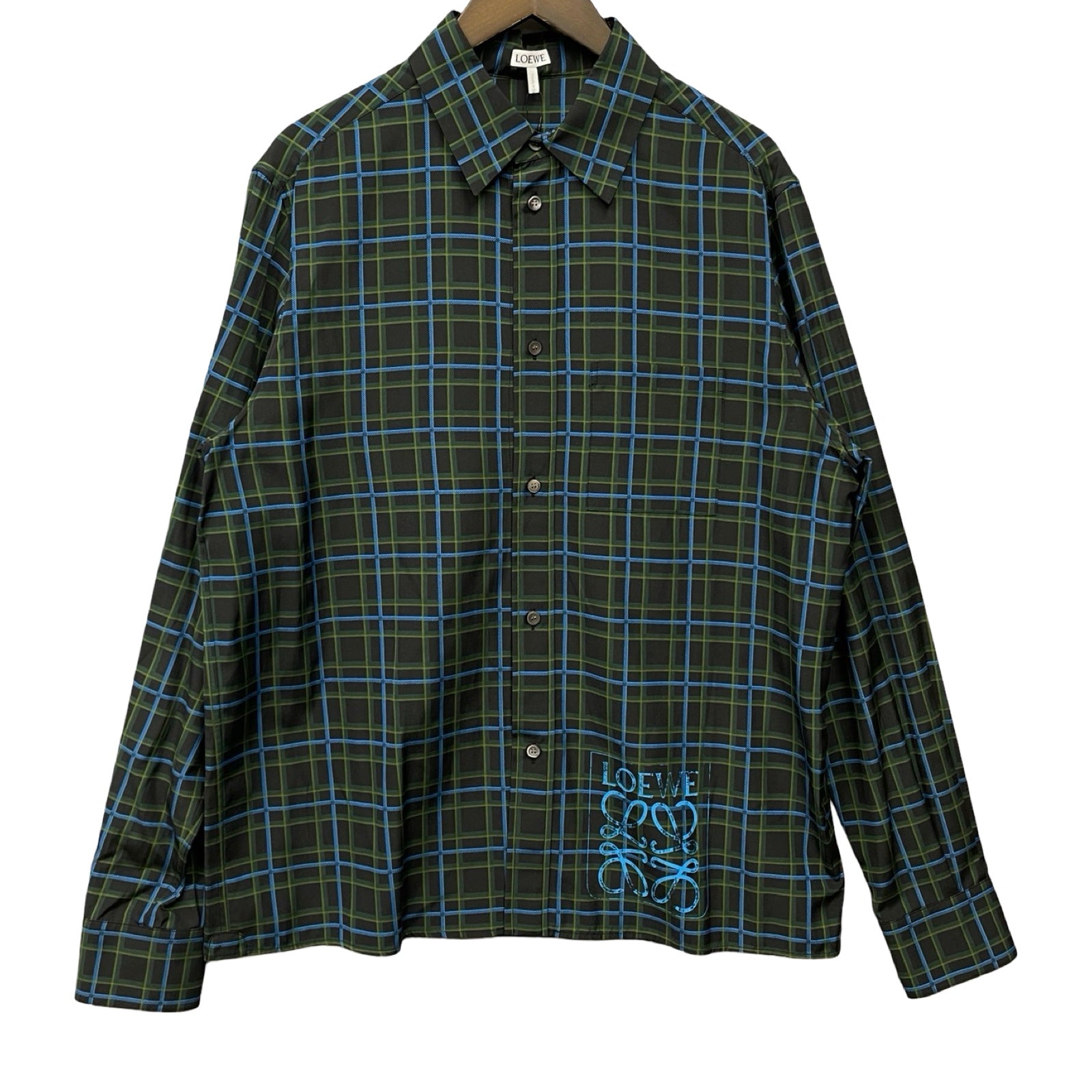 ロエベ 22SS アナグラムスタンプシルクチェックシャツ H526Y05W77 LOEWE 2022SS Anagram Stamp Check Shirt In Silk And Cotton