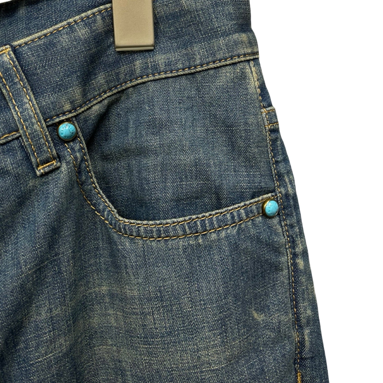 LOUIS VUITTON 2024AW Embellished Flared Cotton Chambray Pants 1AFYNP Size 29