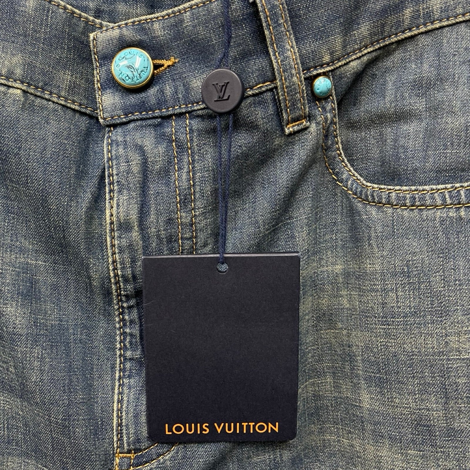 LOUIS VUITTON 2024AW Embellished Flared Cotton Chambray Pants 1AFYNP Size 29