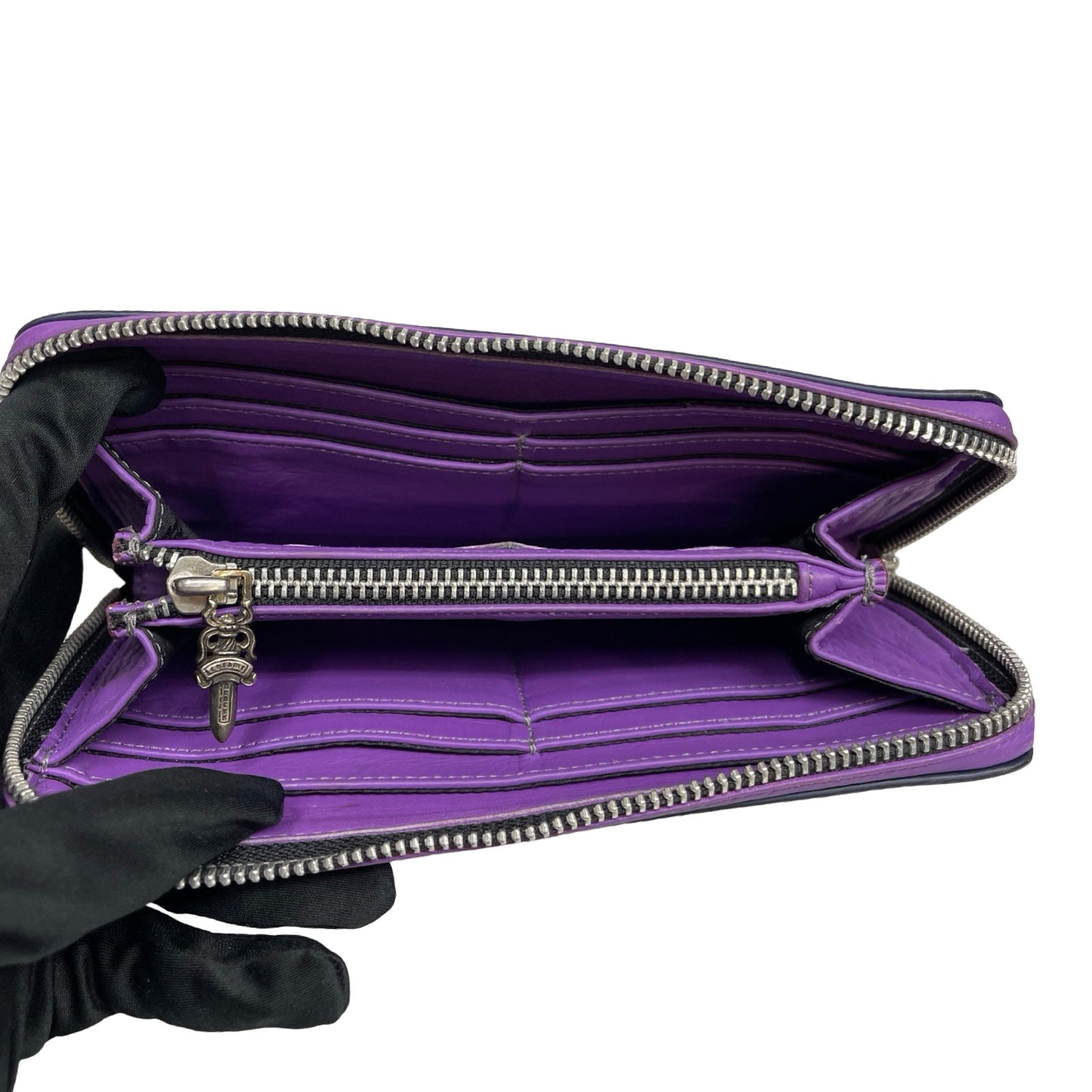 CHROME HEARTS 3 Cemetery Cross Patch Zip Wallet