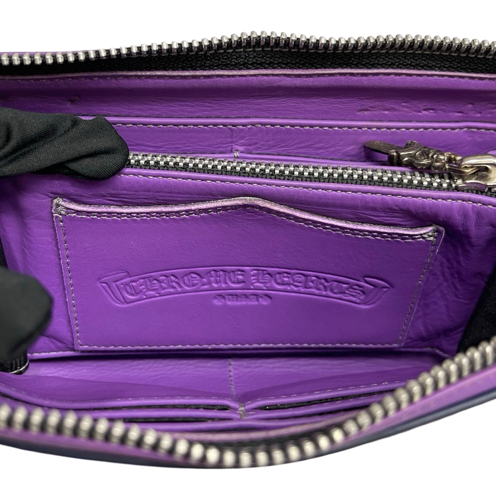 CHROME HEARTS 3 Cemetery Cross Patch Zip Wallet