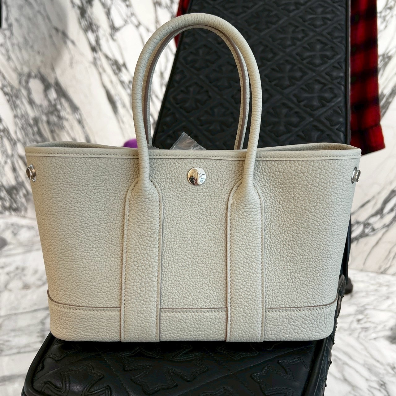 HERMES Néogarden Party TTPM "Béton" Leather Hand Bag K刻印 エルメス ネオガーデンパーティ TTPM "ベトン" レザーハンドバッグ K刻印