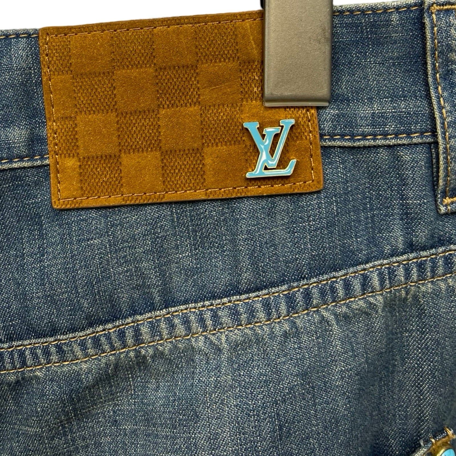 LOUIS VUITTON 2024AW Embellished Flared Cotton Chambray Pants 1AFYNP Size 29