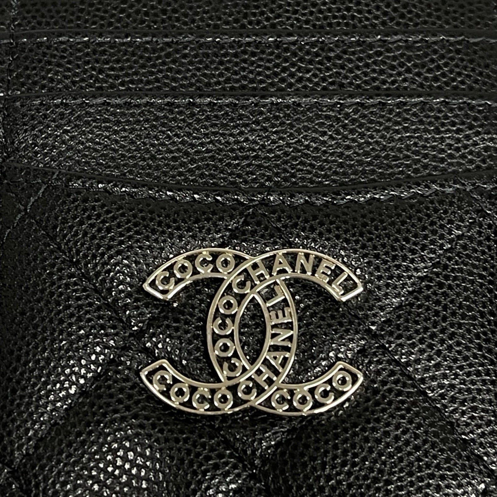 CHANEL Classic Coco Mark Caviar Skin Card Holder AP3404 B12928 NO206