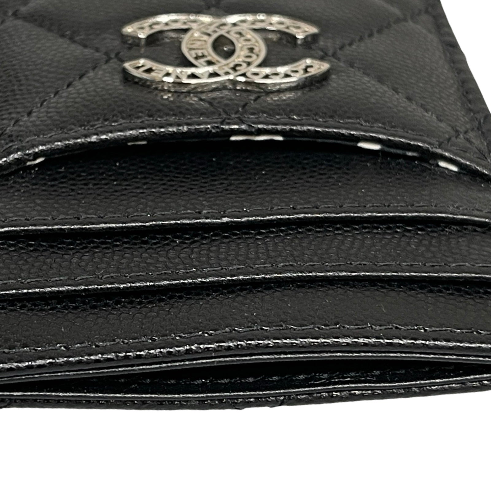 CHANEL Classic Coco Mark Caviar Skin Card Holder AP3404 B12928 NO206