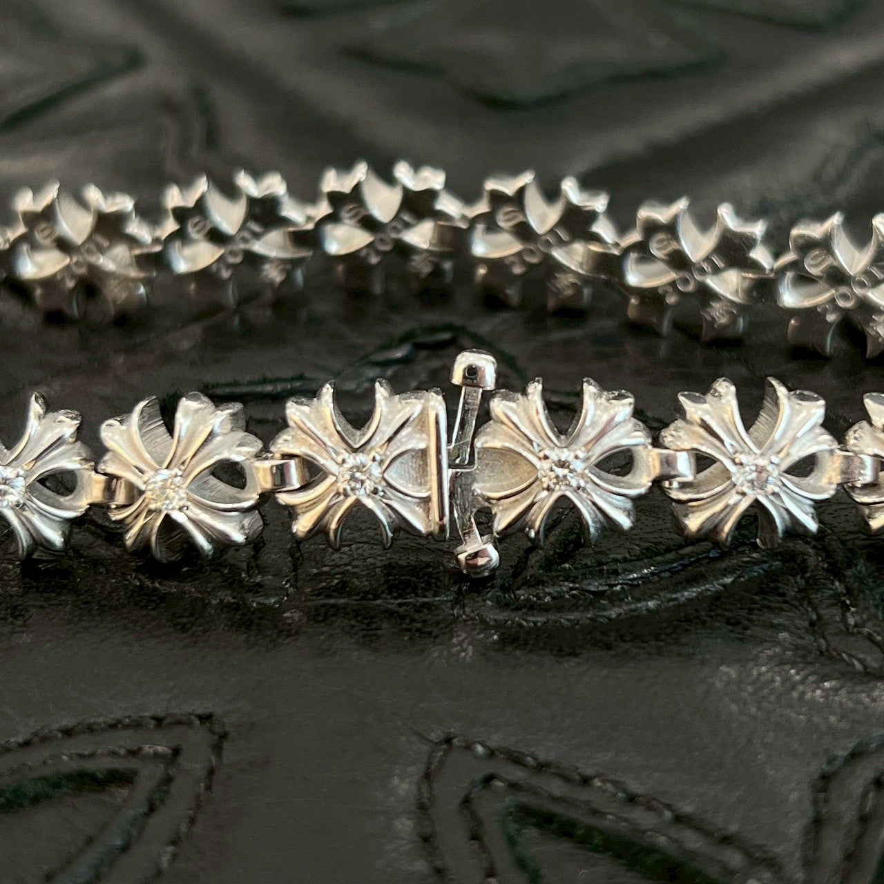 CHROME HEARTS Tiny Plus BRACELET 1 Diamond White Rhodium Coating 19コマ クロムハーツ タイニープラス ブレスレット 1ダイヤモンド ホワイトロジウムコーティング 19コマ