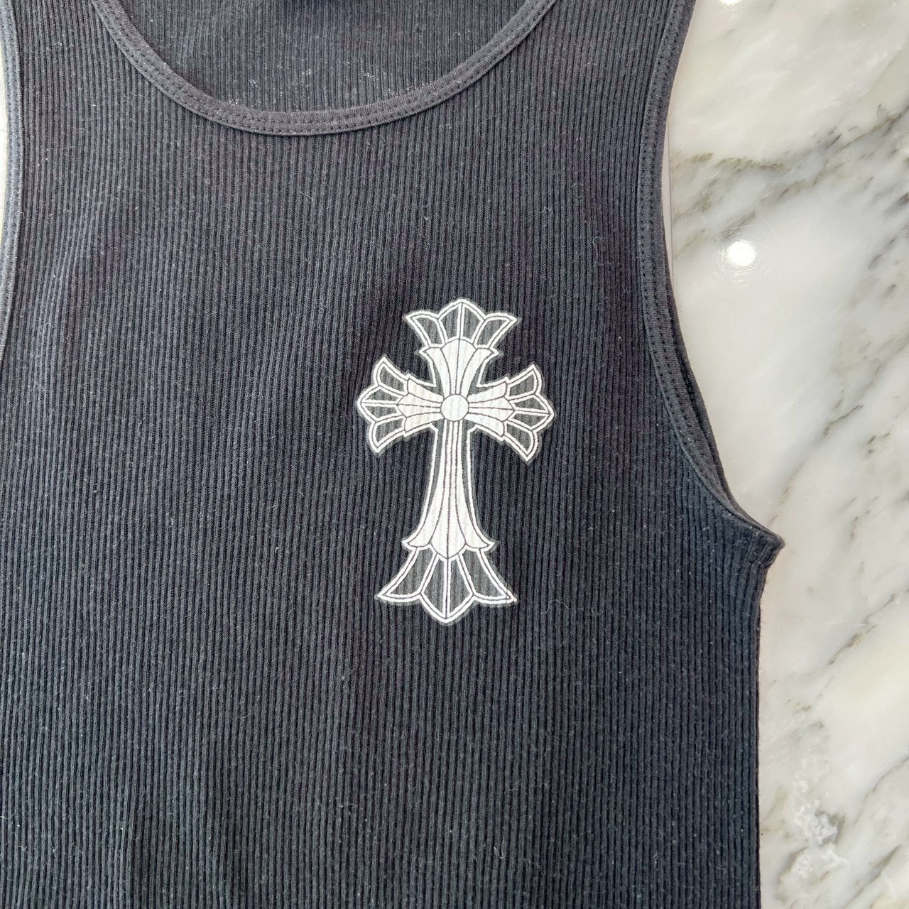ヤ*)様 Chrome Hearts クロスプリントタンクトップ CHROME HEARTS Double CH Cross Print Tank Top Size S クロム