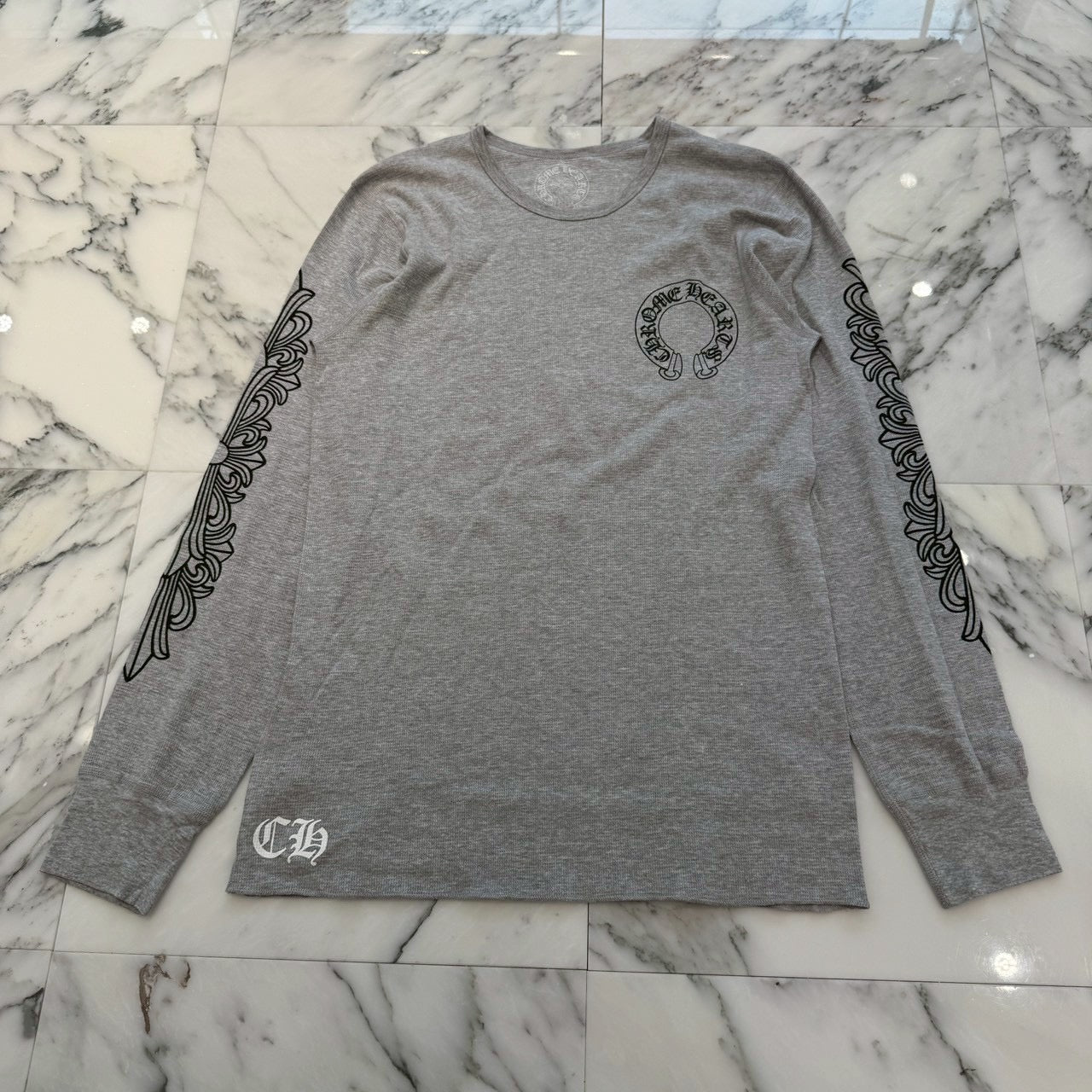CHROME HEARTS 2025SS Floral Cross Horseshoe Thermal Long Sleeve Tee Size XL クロムハーツ フローラルクロス ホースシュー サーマル ロングスリーブ Tシャツ サイズXL