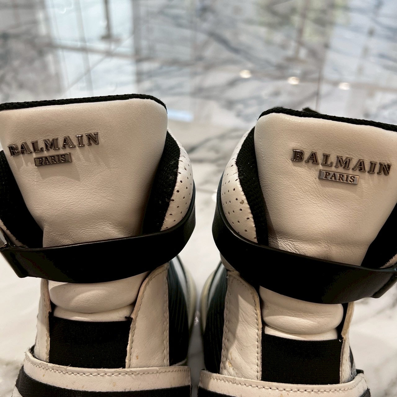 BALMAIN EXTON Logo Tape High Cut Sneakers Size 45U バルマン