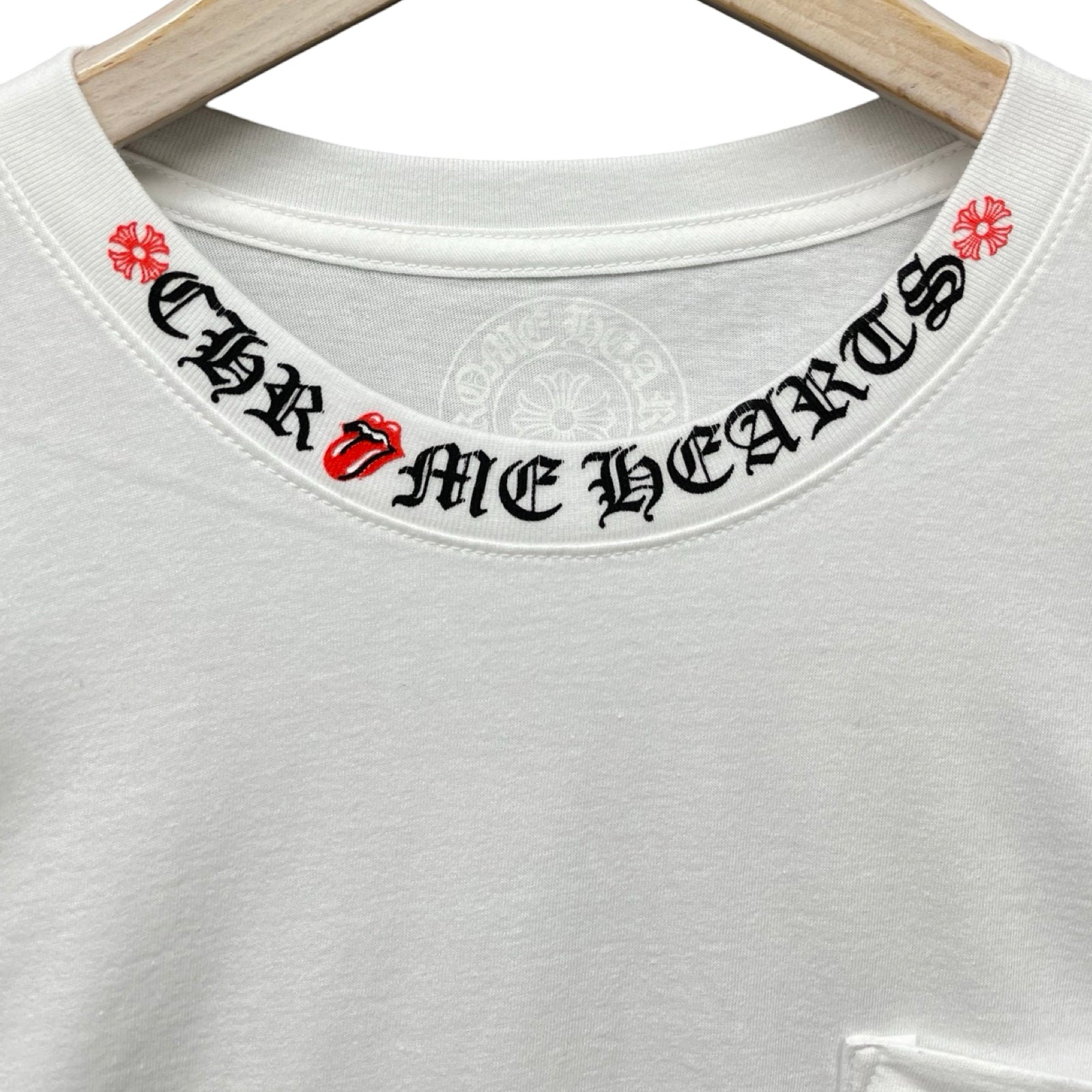 CHROME HEARTS×The Rolling Stones 2024SS Lip Tan Neck Logo Back Scroll Long Sleeve Tee Size L