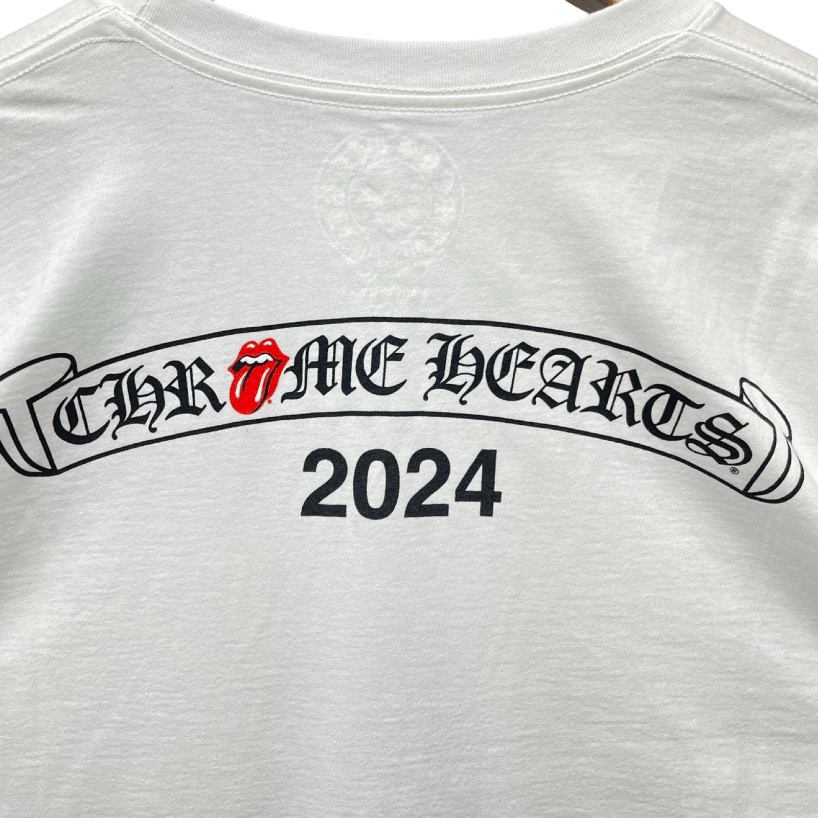 CHROME HEARTS×The Rolling Stones 2024SS Lip Tan Neck Logo Back Scroll Long Sleeve Tee Size L