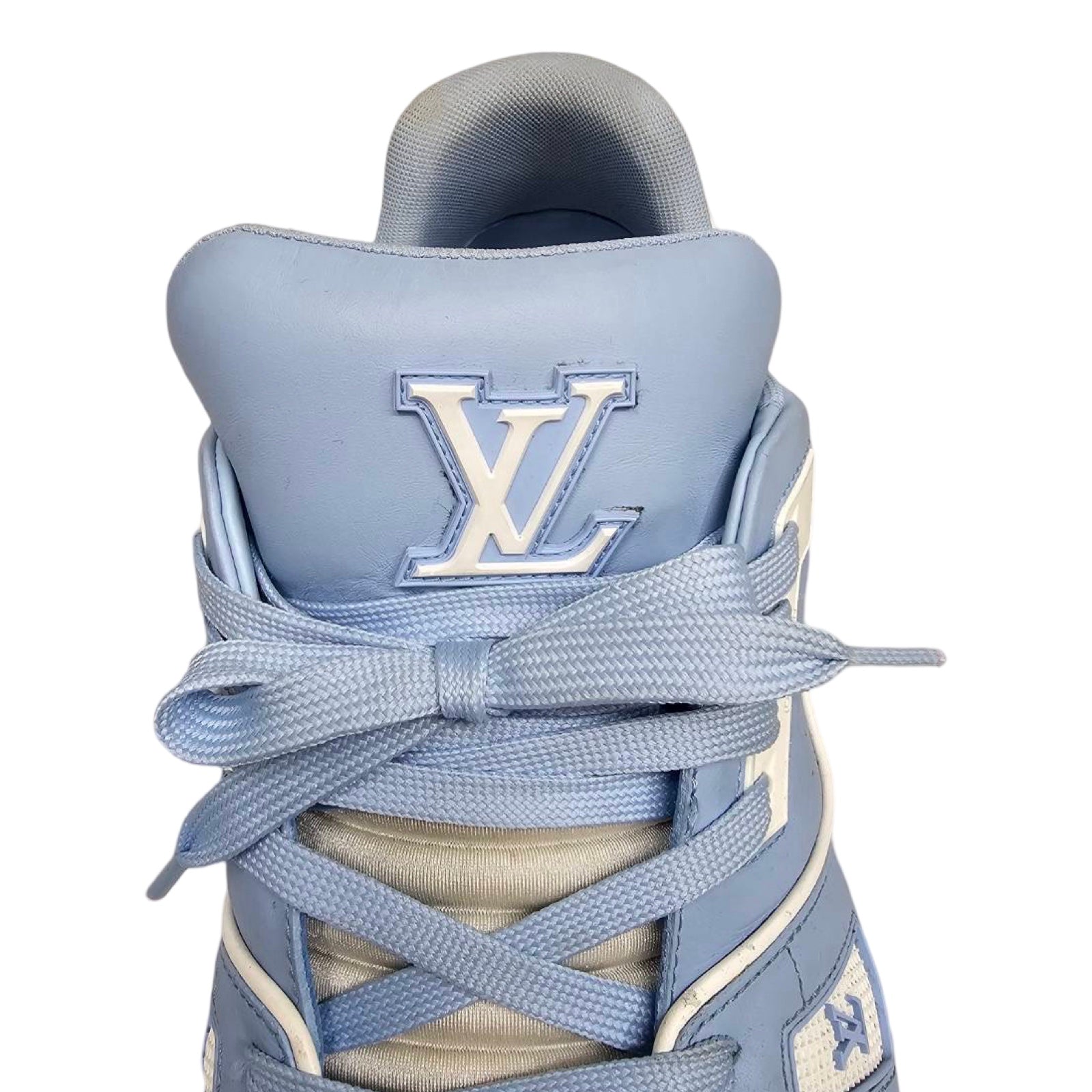 LOUIS VUITTON 2022SS LV Trainer #54 Light Blue White Sneakers 1AAHSJ Size 10 1/2