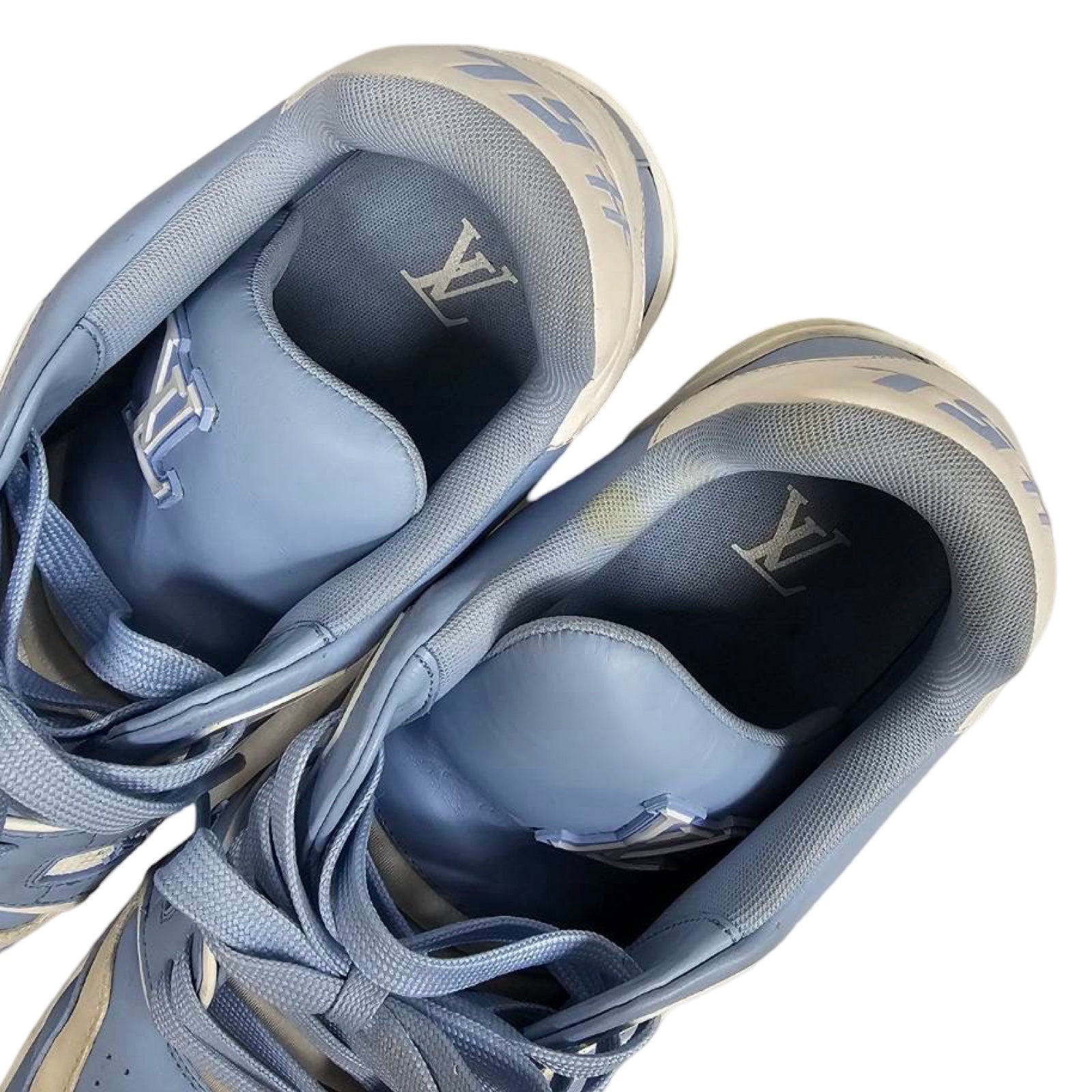 LOUIS VUITTON 2022SS LV Trainer #54 Light Blue White Sneakers 1AAHSJ Size 10 1/2