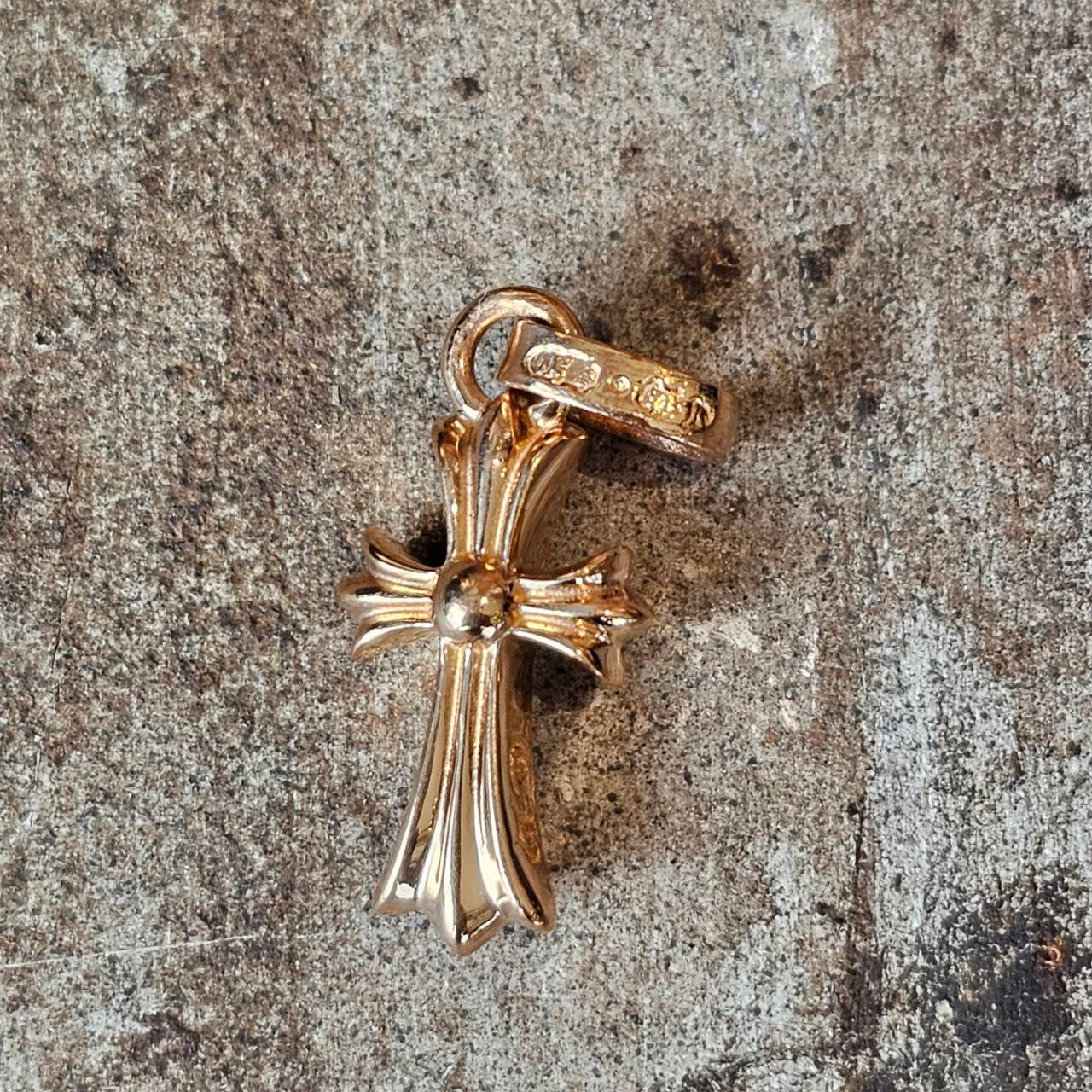 CHROME HEARTS 22K Baby Fat Cross Charm Pendant Top クロムハーツ 22K ベビーファット クロス チャーム ペンダントトップ