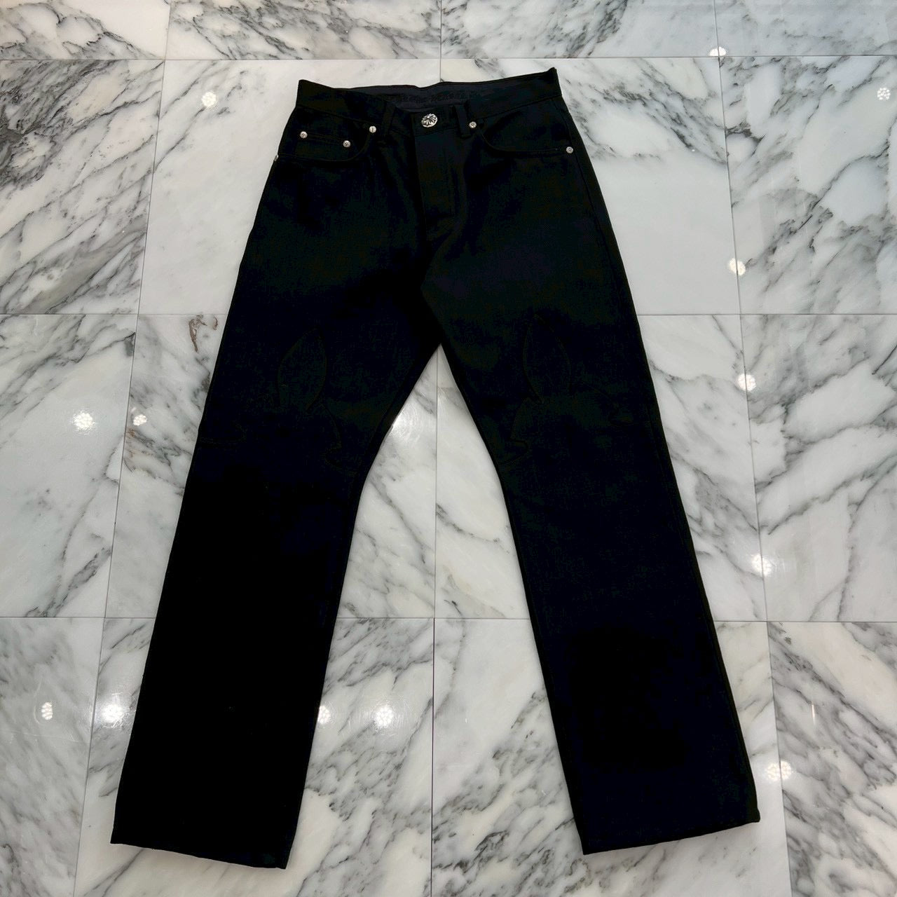 CHROME HEARTS Flare Knee Cross Ball Button Denim Pants Size 31 クロムハーツ フレアニー クロスボールボタン デニムパンツ サイズ31