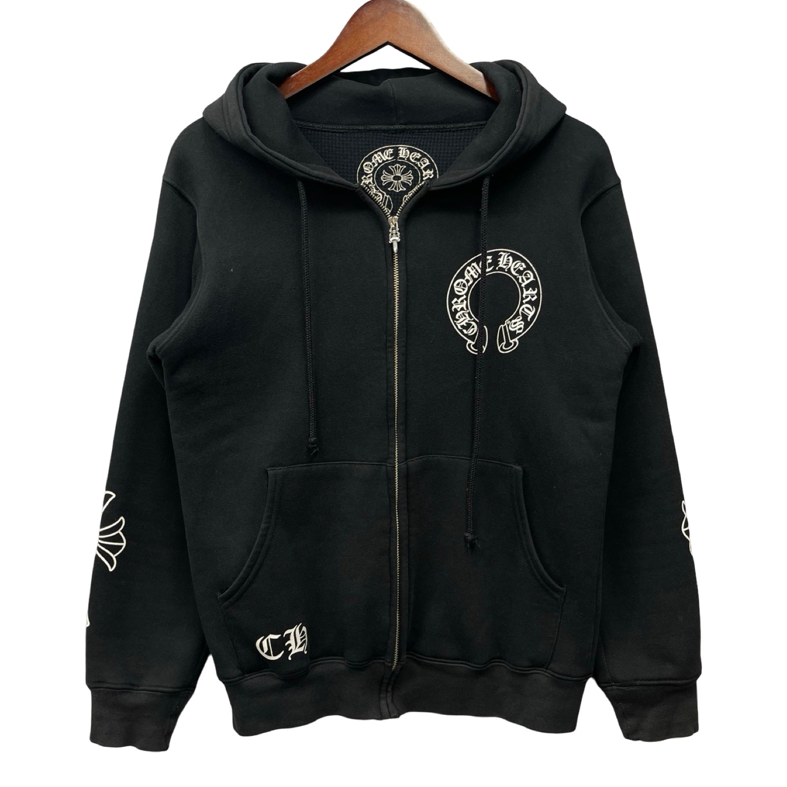 CHROME HEARTS Arm CH Plus Back Scroll Label Logo Zip Up Hoodie Size S