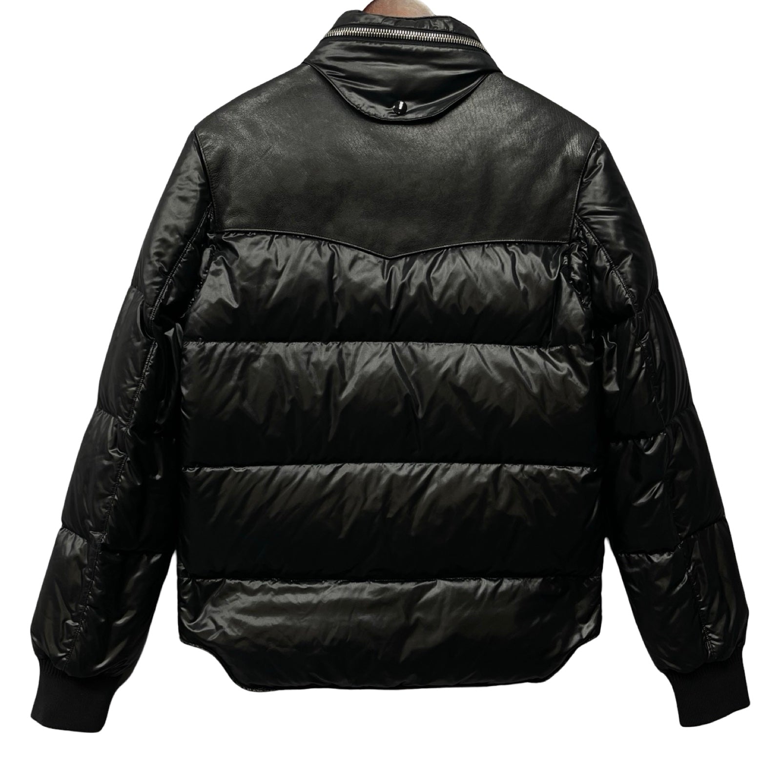 SAINT LAURENT PARIS 2013AW Leather Yoke Down Jacket 330322 Y940B Size 46