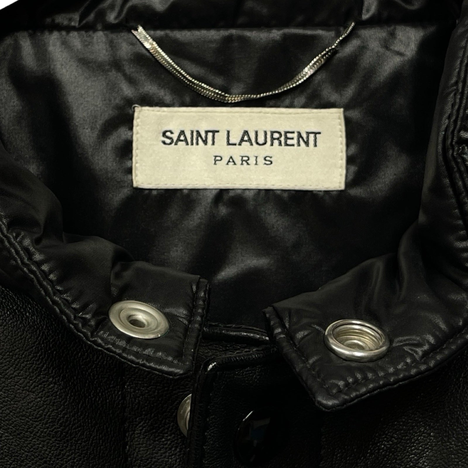 SAINT LAURENT PARIS 2013AW Leather Yoke Down Jacket 330322 Y940B Size 46