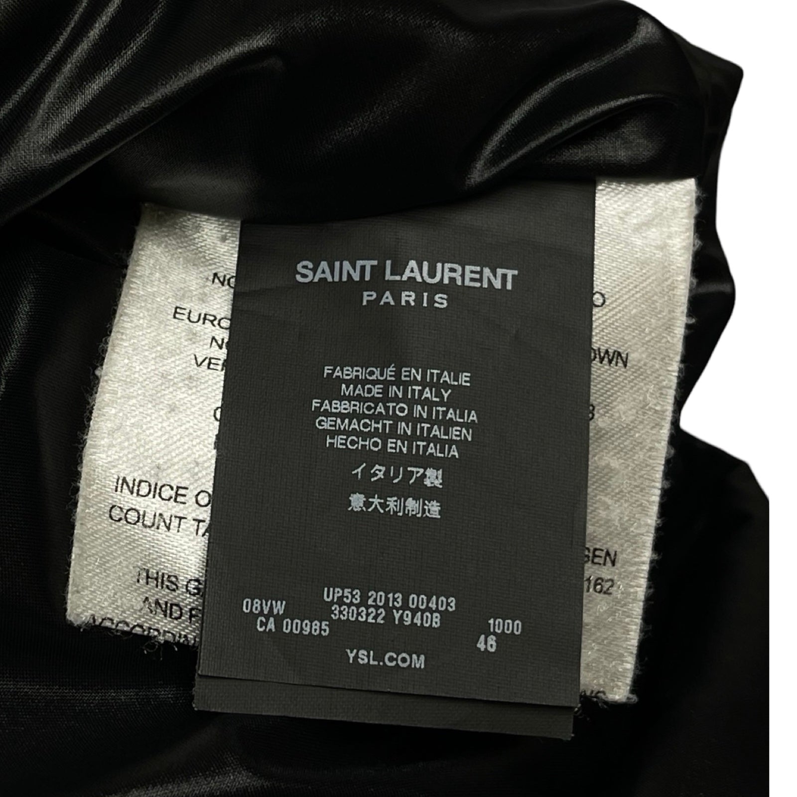 SAINT LAURENT PARIS 2013AW Leather Yoke Down Jacket 330322 Y940B Size 46