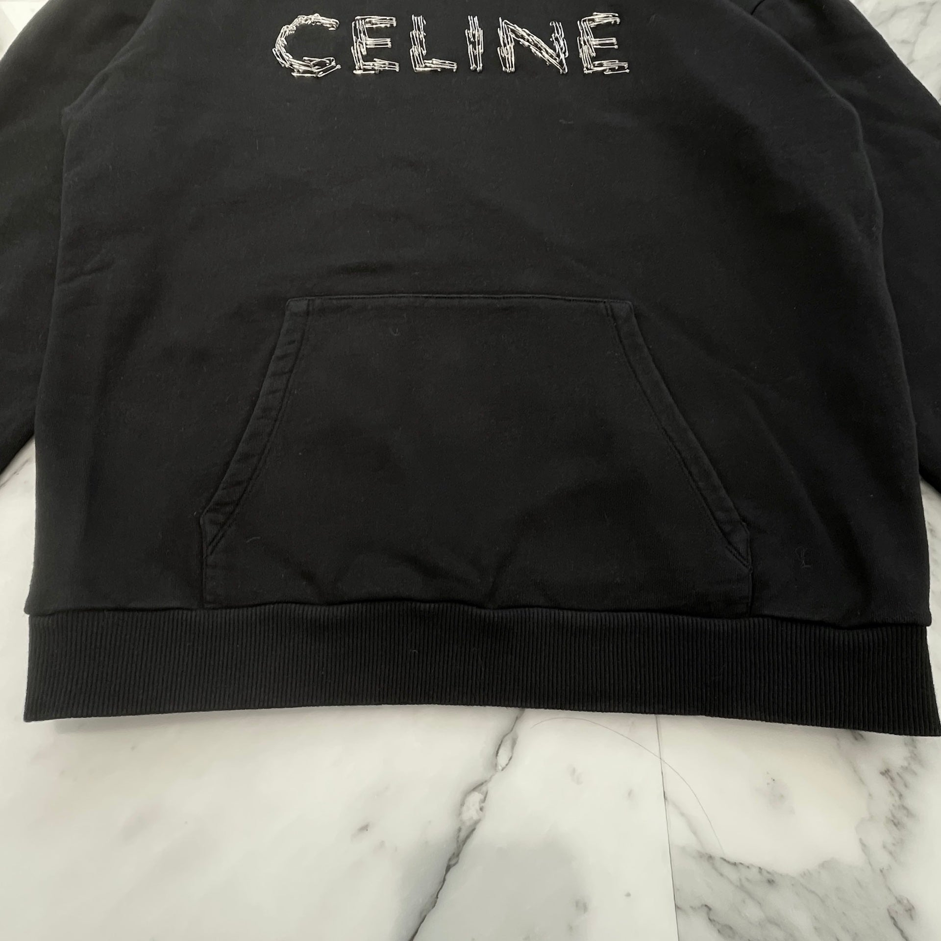 CELINE 2022SS Safety Pin Motif Logo Hoodie 2Y697670Q Size M セリーヌ 安全ピンモチーフ ロゴ パーカー サイズM