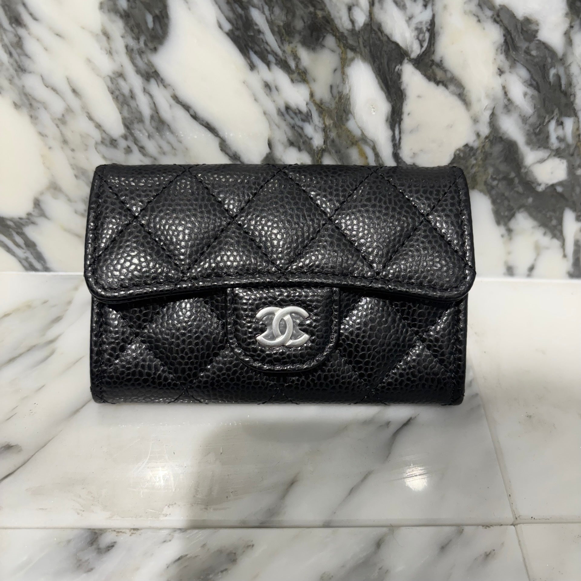 CHANEL Coco Mark Caviar Skin Leather Card Case シャネル ココマーク キャビアスキン レザー カードケース