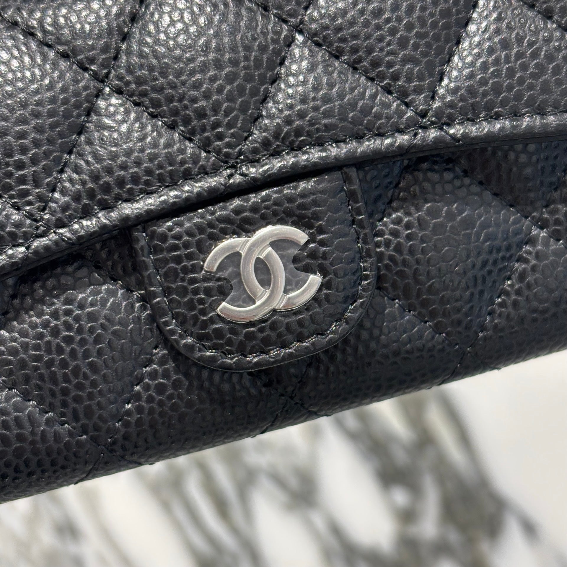 CHANEL Coco Mark Caviar Skin Leather Card Case シャネル ココマーク