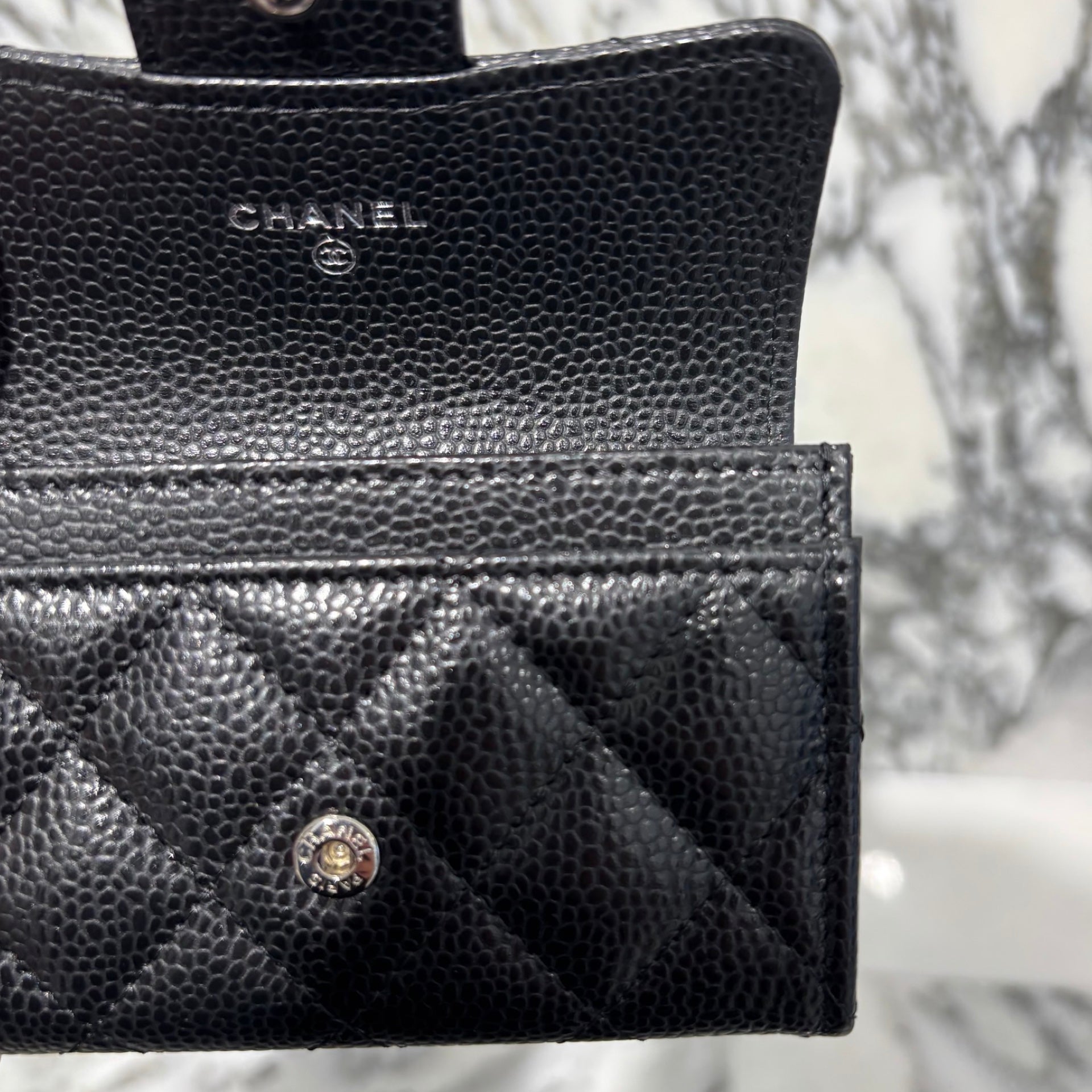 CHANEL Coco Mark Caviar Skin Leather Card Case シャネル ココマーク