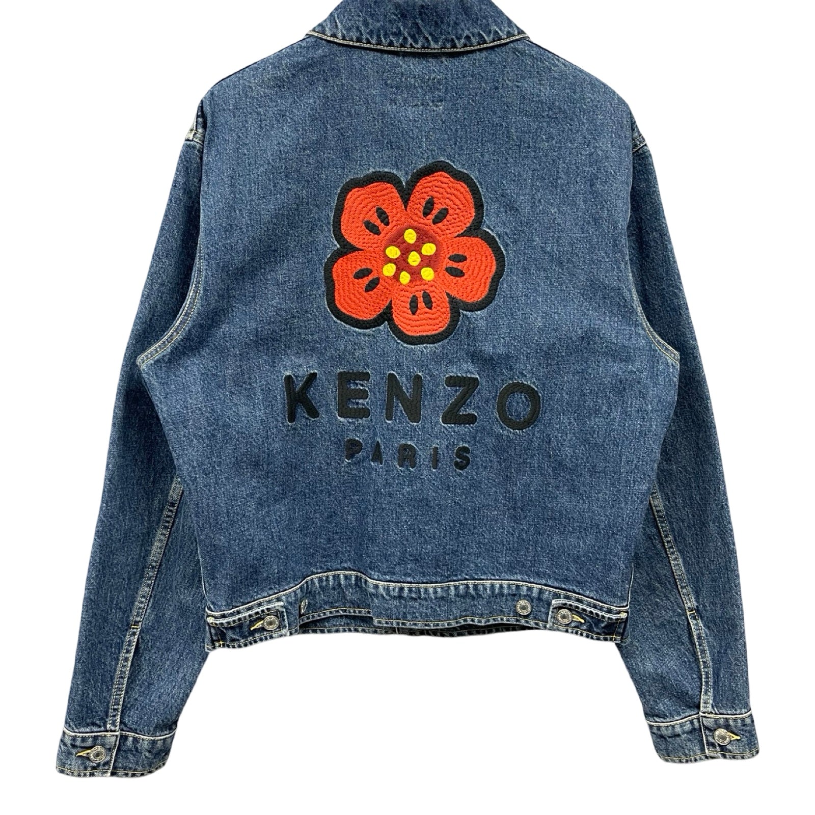 KENZO 2022SS Boke Flower Embroidered Denim Trucker Jacket FC55DV301CEI Size M