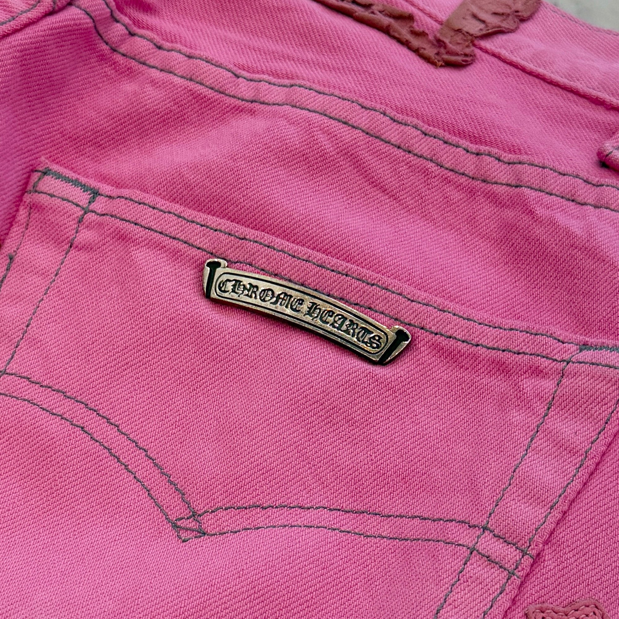 CHROME HEARTS × Levi's VNTG Pink Cross Leather Patch Denim Pants Size 30 クロムハーツ × リーバイス ヴィンテージ ピンククロス レザーパッチ デニムパンツ ジーンズ サイズ30