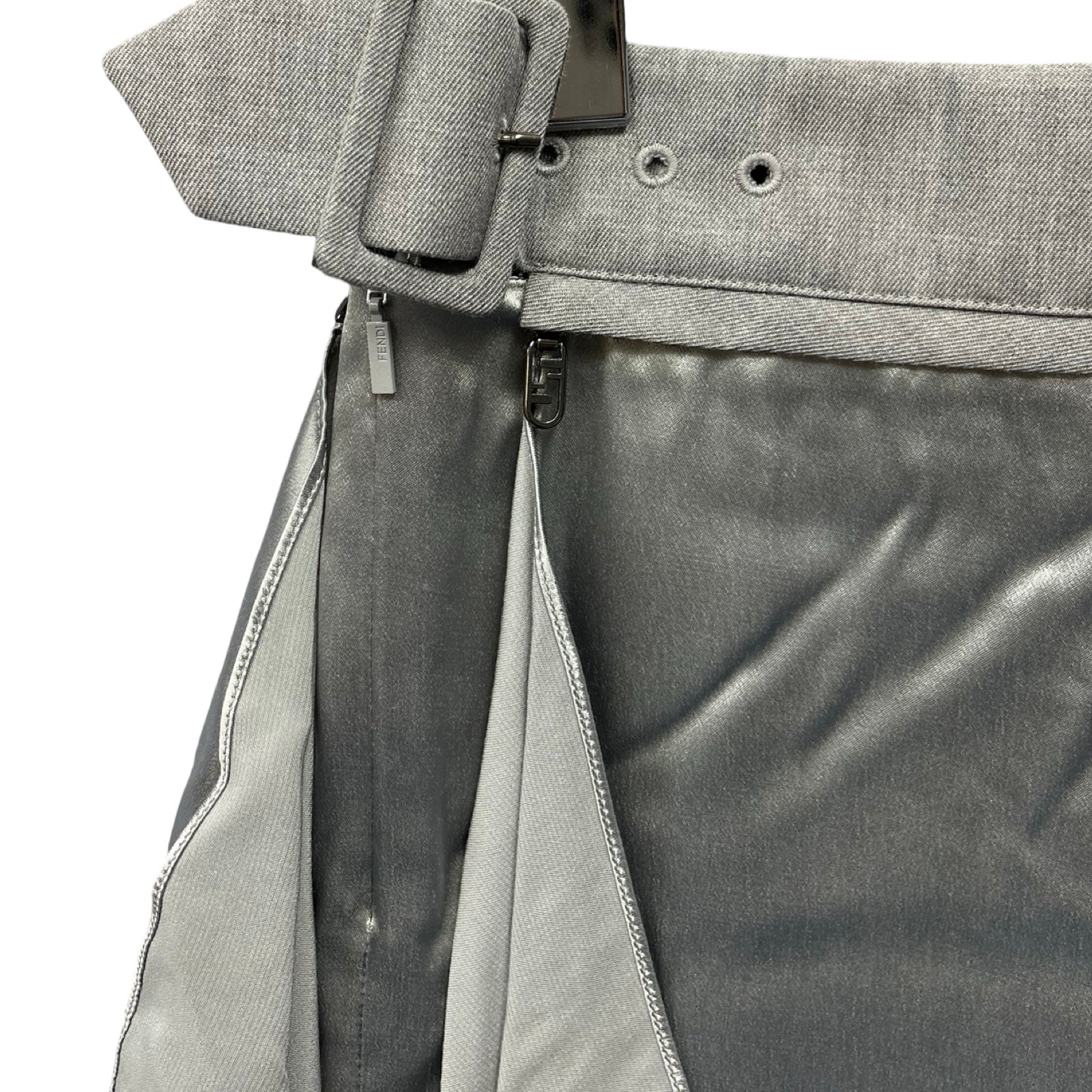 FENDI 2022SS Belted Ruffle Midi Skirt FQ7449 ANQ9 Size 36