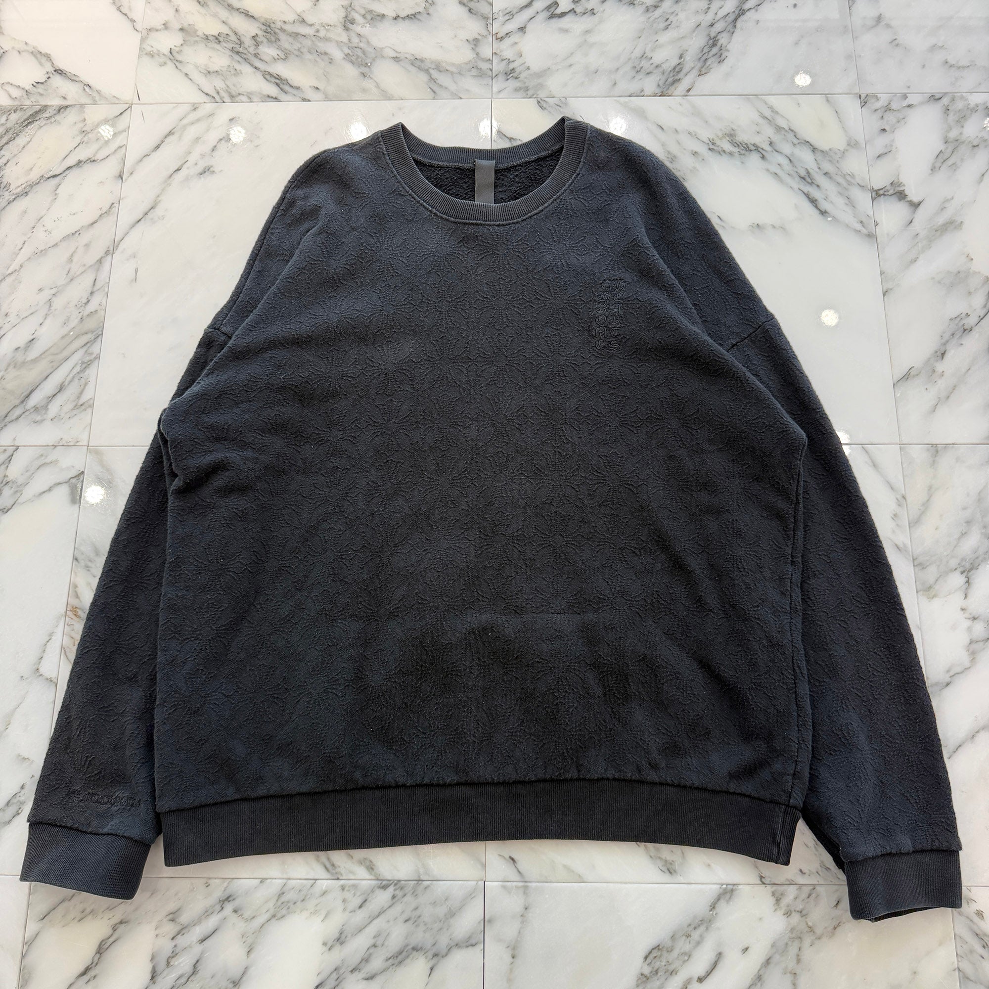 CHROME HEARTS Y NOT Tonal Monogram Cross Vertical Logo Sweat Shirt Size M クロムハーツ ワイノット トーナルモノグラムクロス ヴァーティカルロゴ スウェットシャツ Tシャツ サイズM