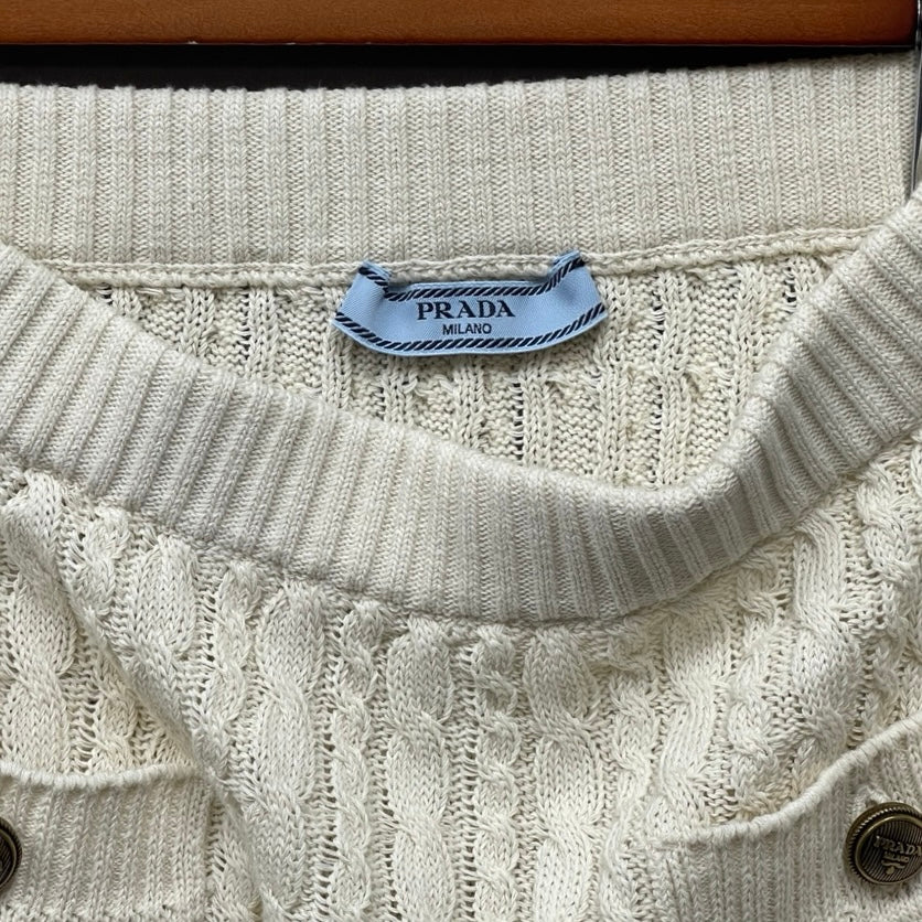 PRADA 2023SS Cable Knit Cotton Skirt 21421S2311204 Size 36