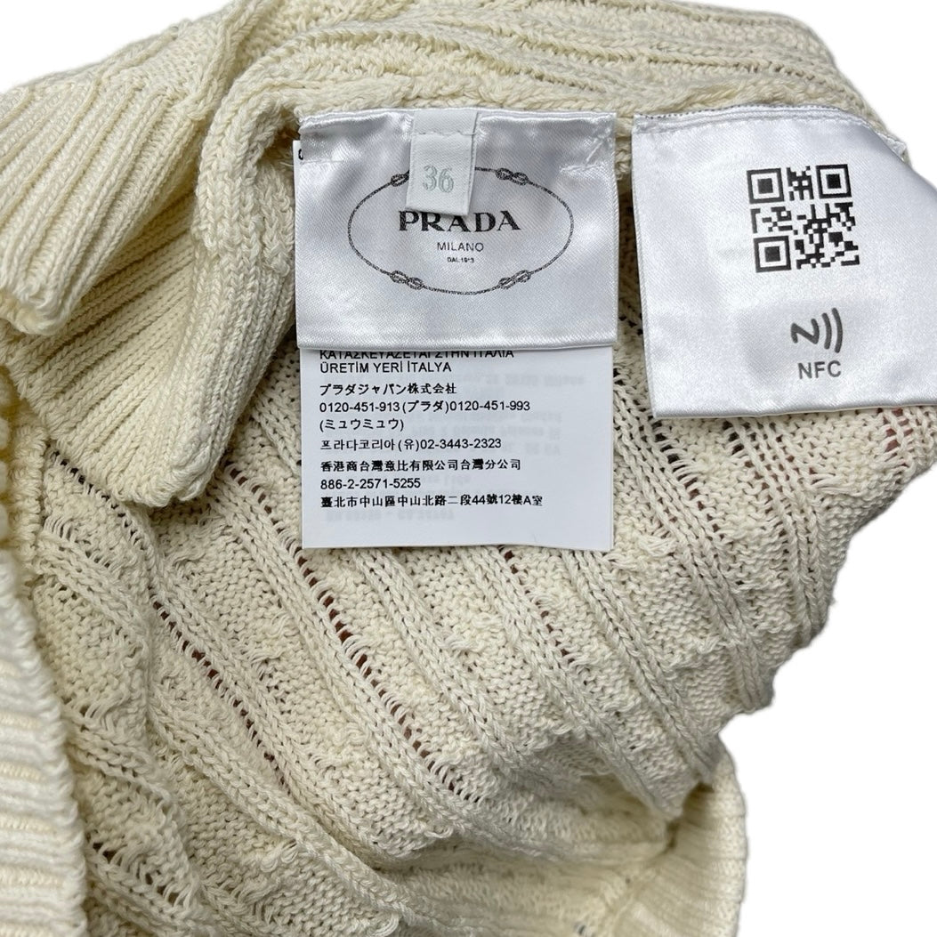 PRADA 2023SS Cable Knit Cotton Skirt 21421S2311204 Size 36