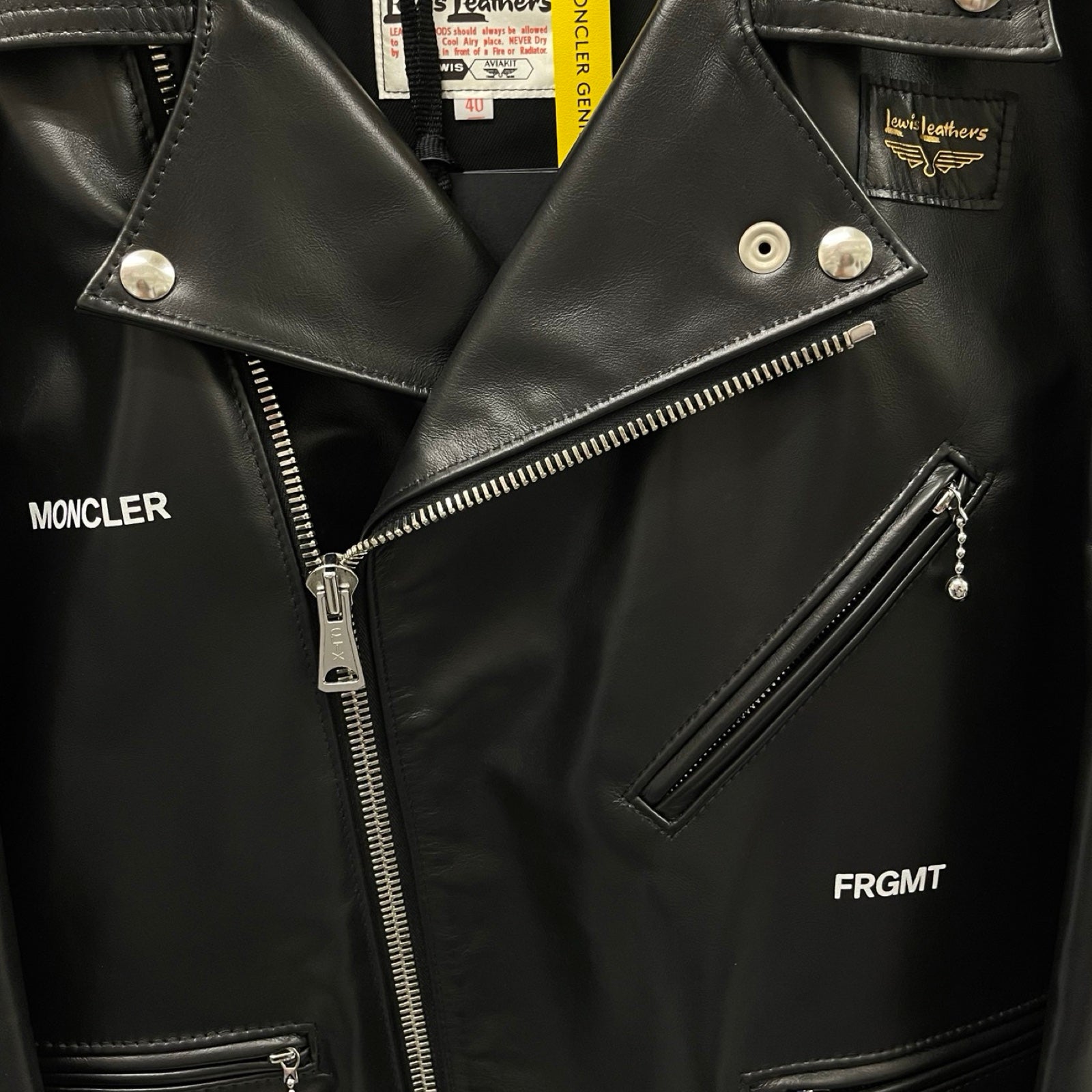 MONCLER × Lewis Leathers × FRAGMENT Dwayne Cyclone Double Leather Rider's Jacket G209U1A00022