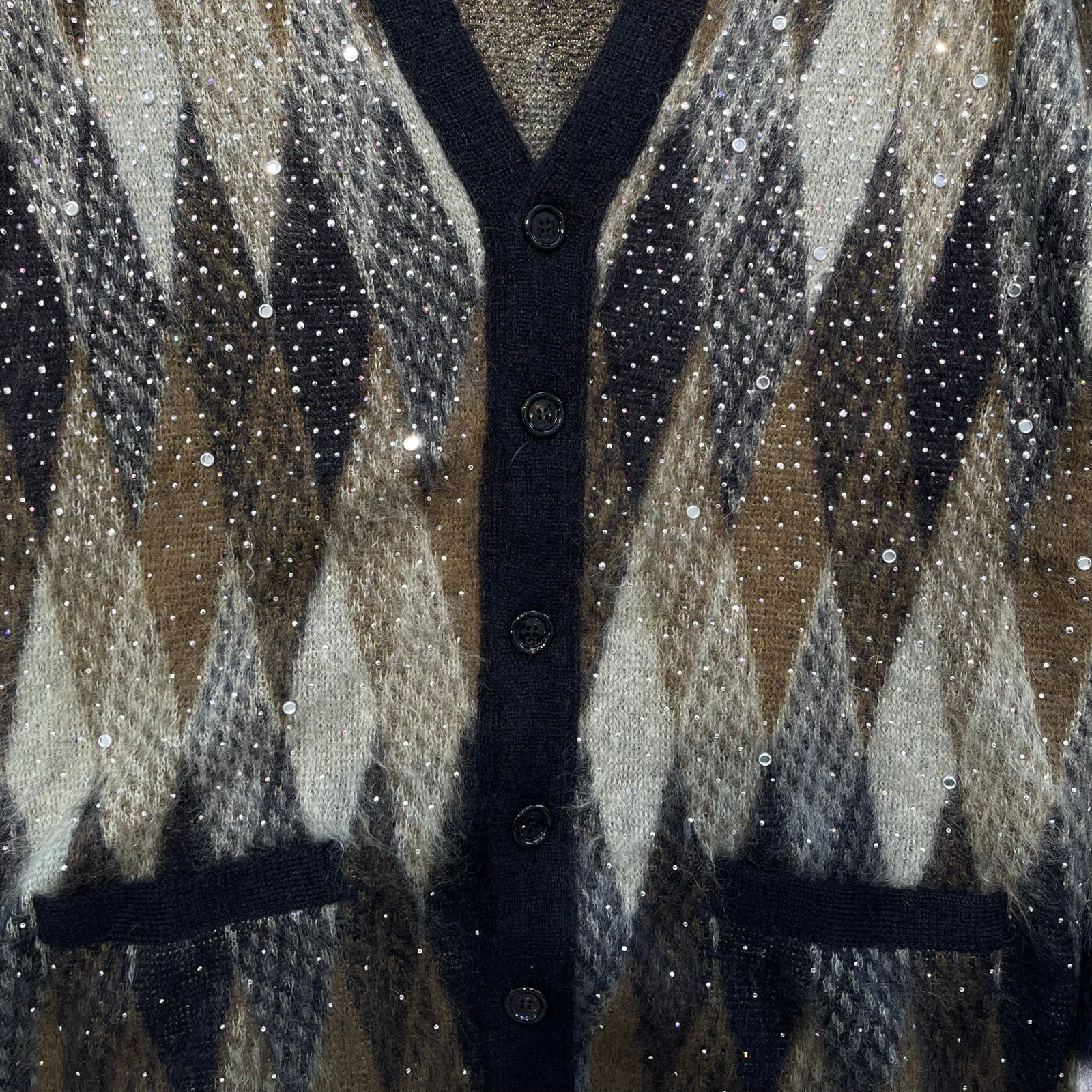 CELINE 2022AW Brushed Mohair Embroidered Long Cardigan 2AA48606S Size XS