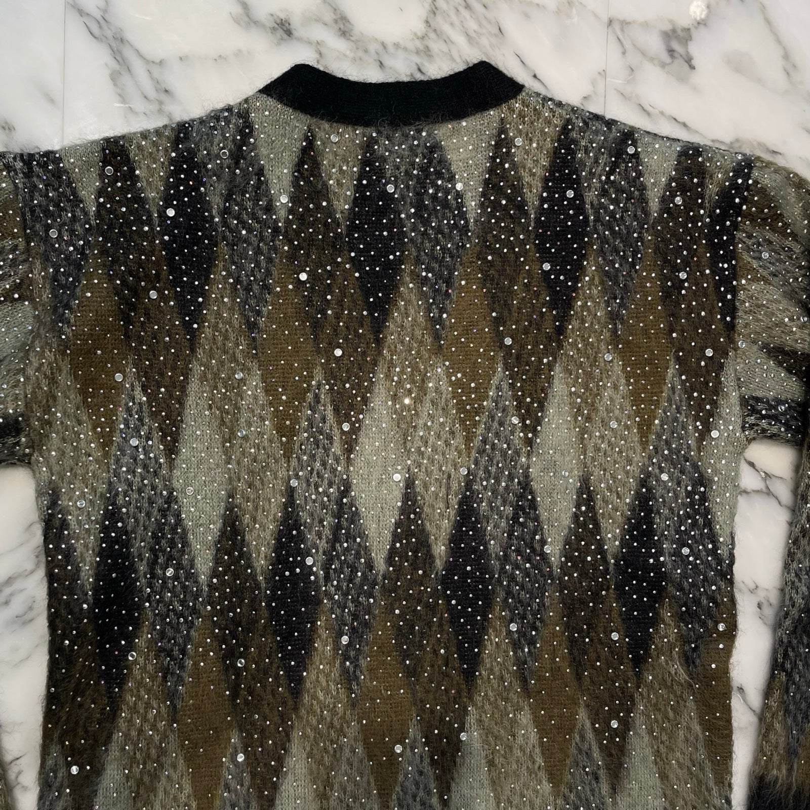 CELINE 2022AW Brushed Mohair Embroidered Long Cardigan 2AA48606S Size XS