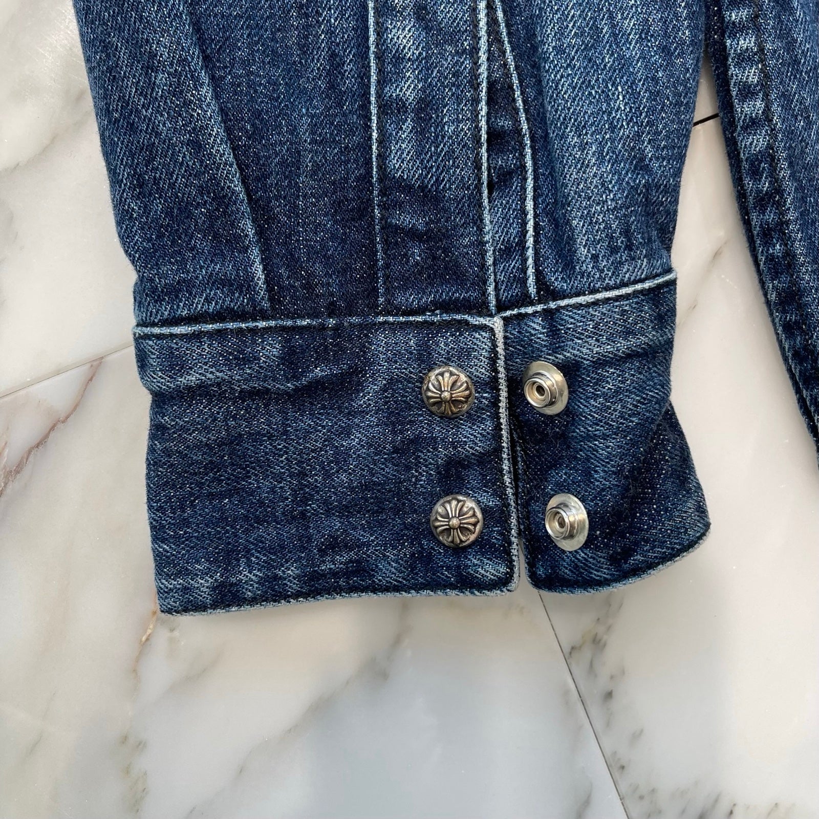 CHROME HEARTS Loose Ends Denim Cross Patch Shirt Size XL