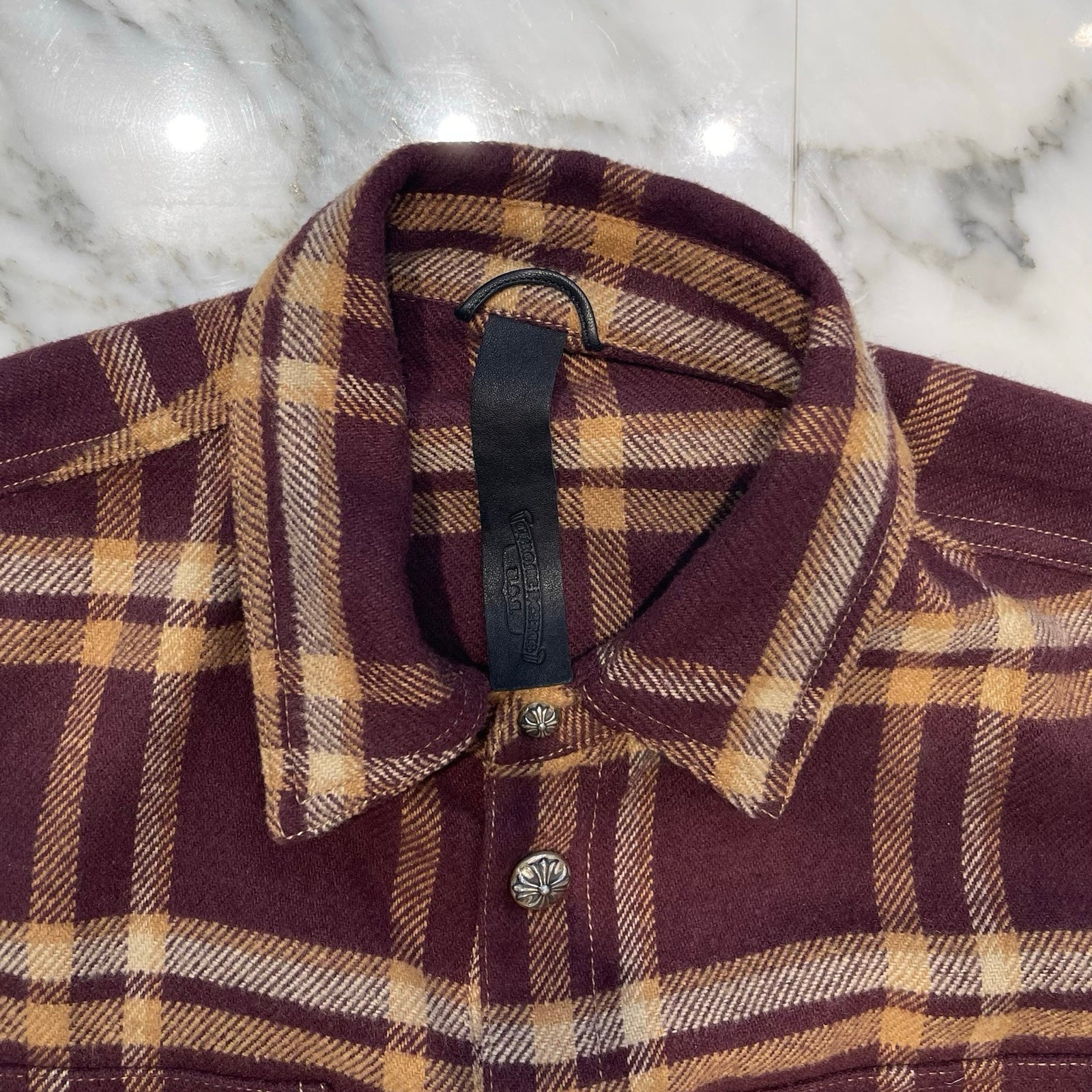 CHROME HEARTS YNOT UNDER DOG Check Shirt Jacket Size L