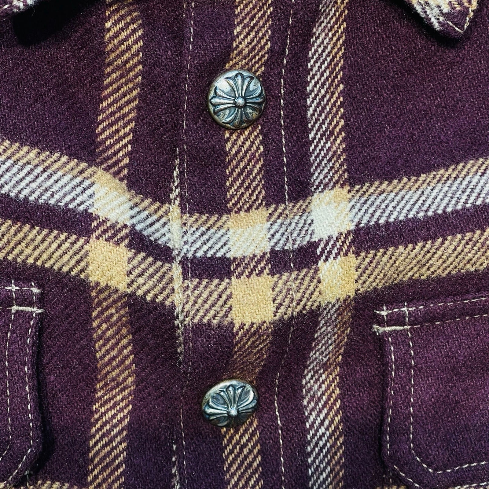 CHROME HEARTS YNOT UNDER DOG Check Shirt Jacket Size L