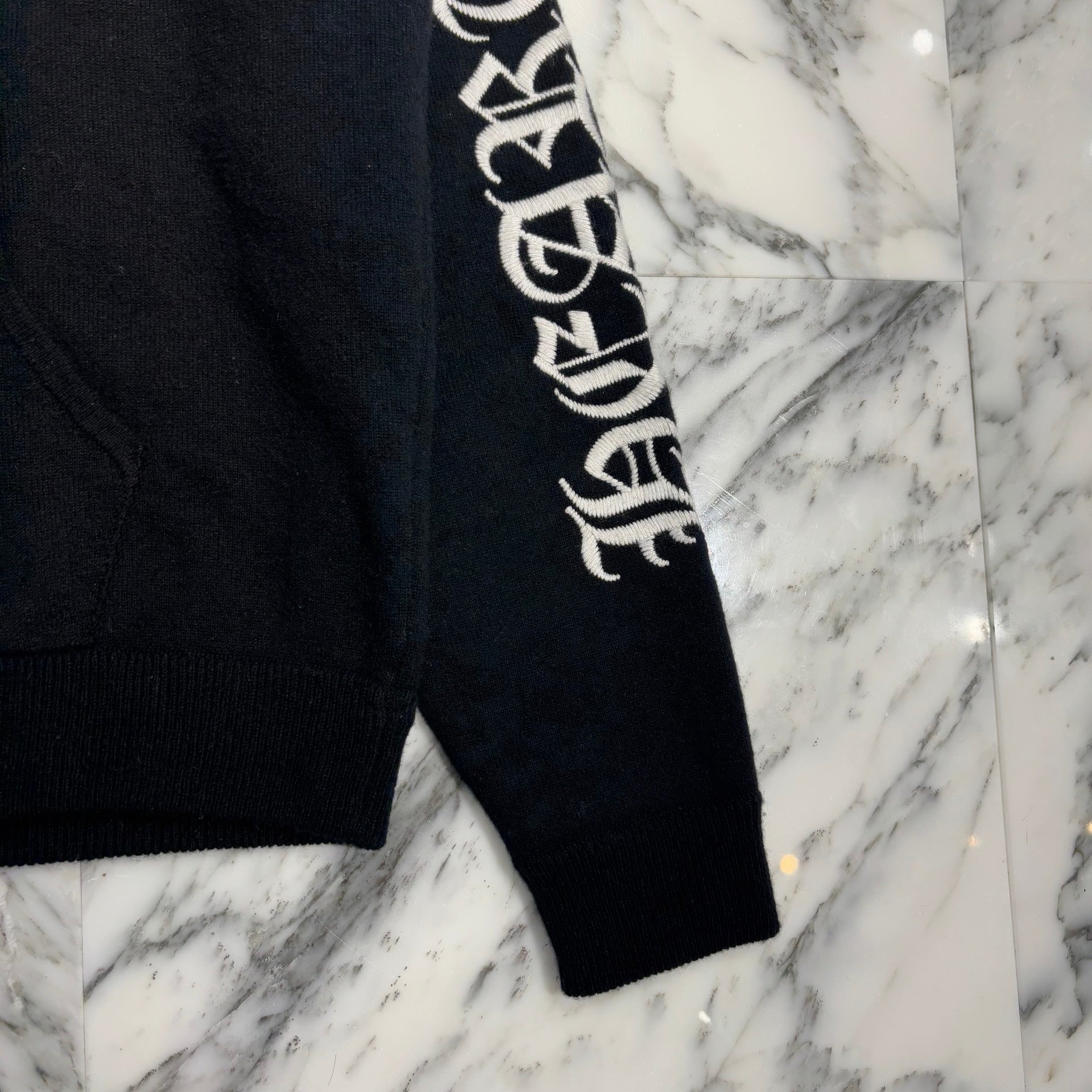 CHROME HEARTS Y NOT Cashmere Logo Embroidery Pullover Knit Hoodie Size L クロムハーツ ワイノット スローライド カシミヤ プルオーバー ニットフーディ サイズL