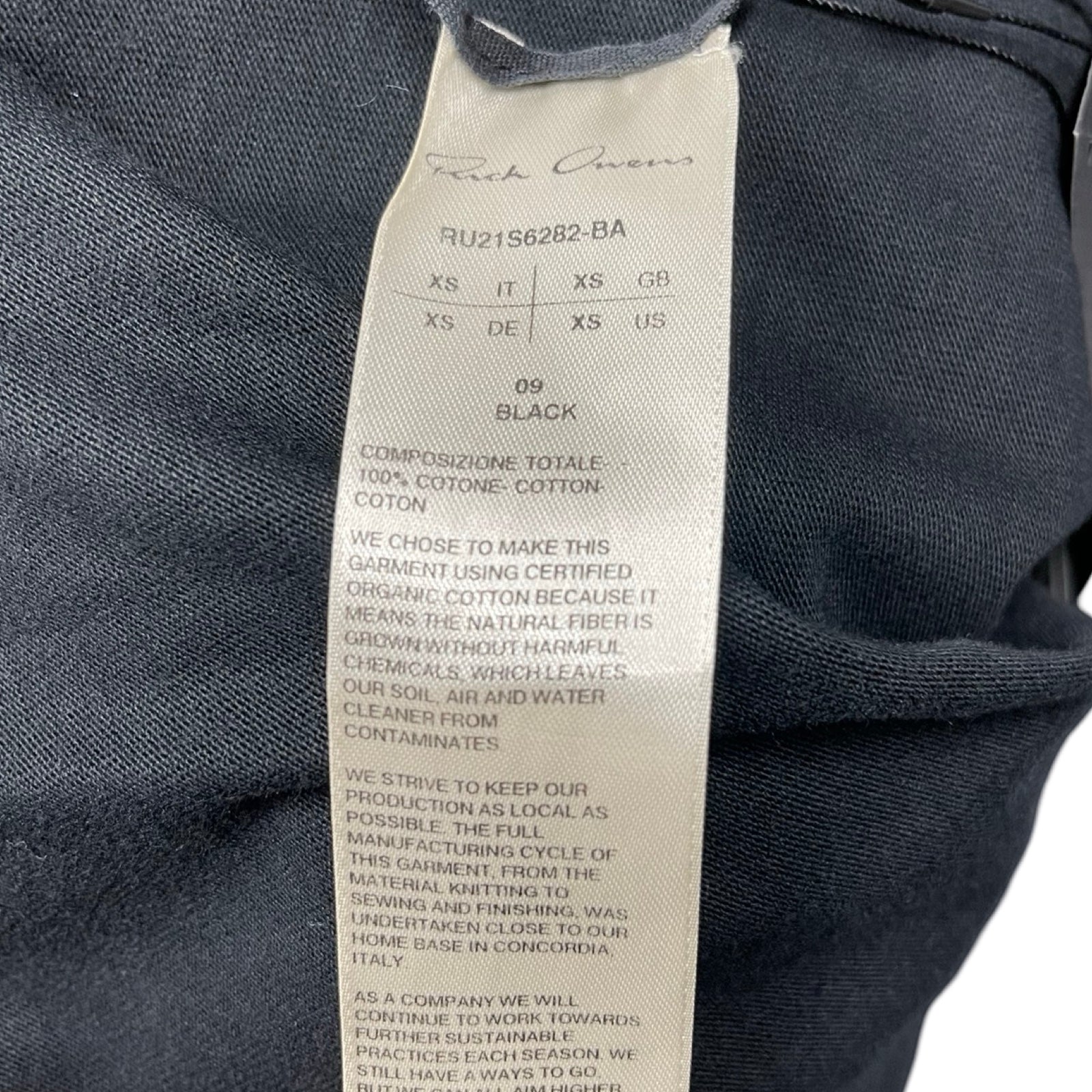 Rick Owens Oversized Tee RU19F4282-BA Size 09