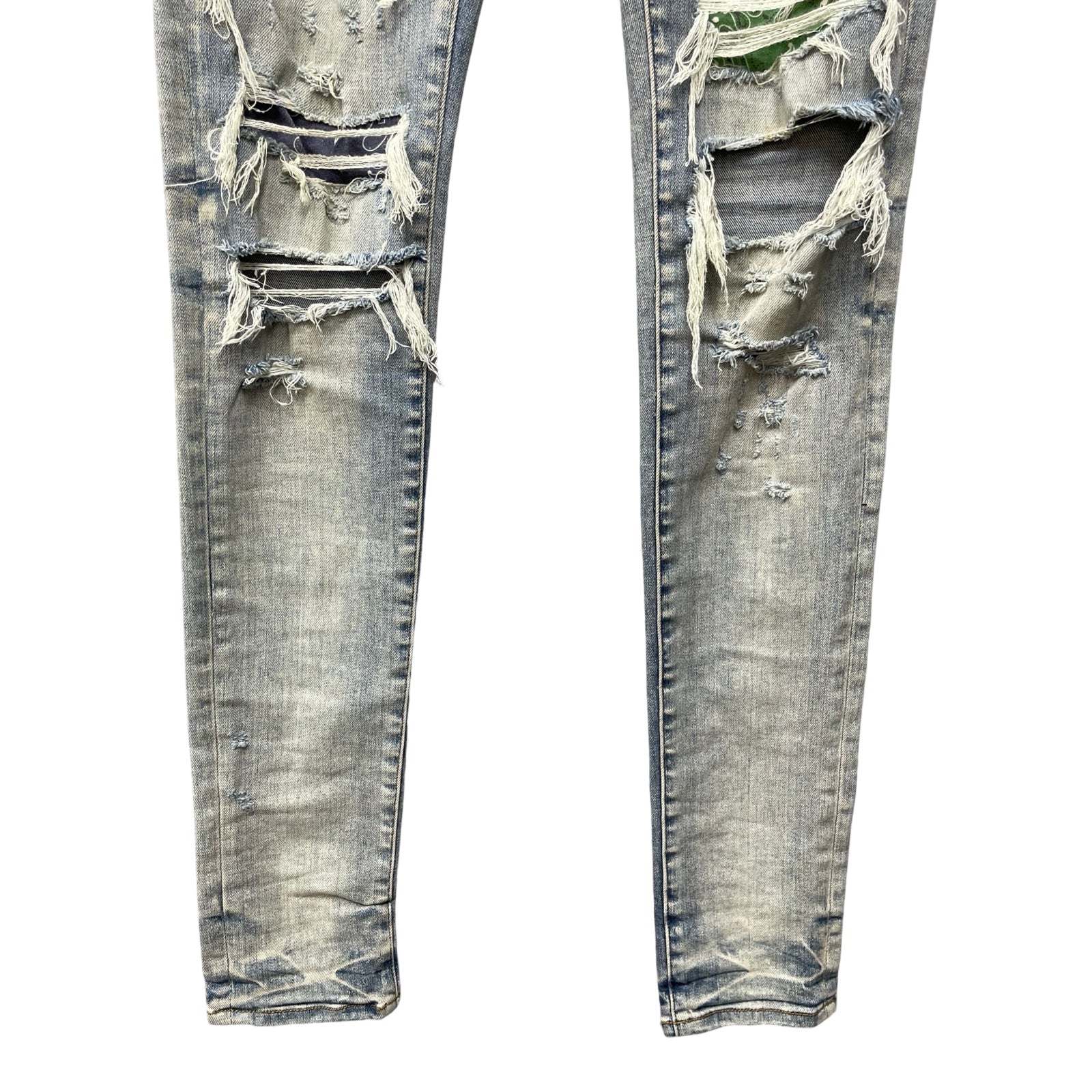 AMIRI Bandana Paisley Distressed Slim Fit Denim Pants Size 29