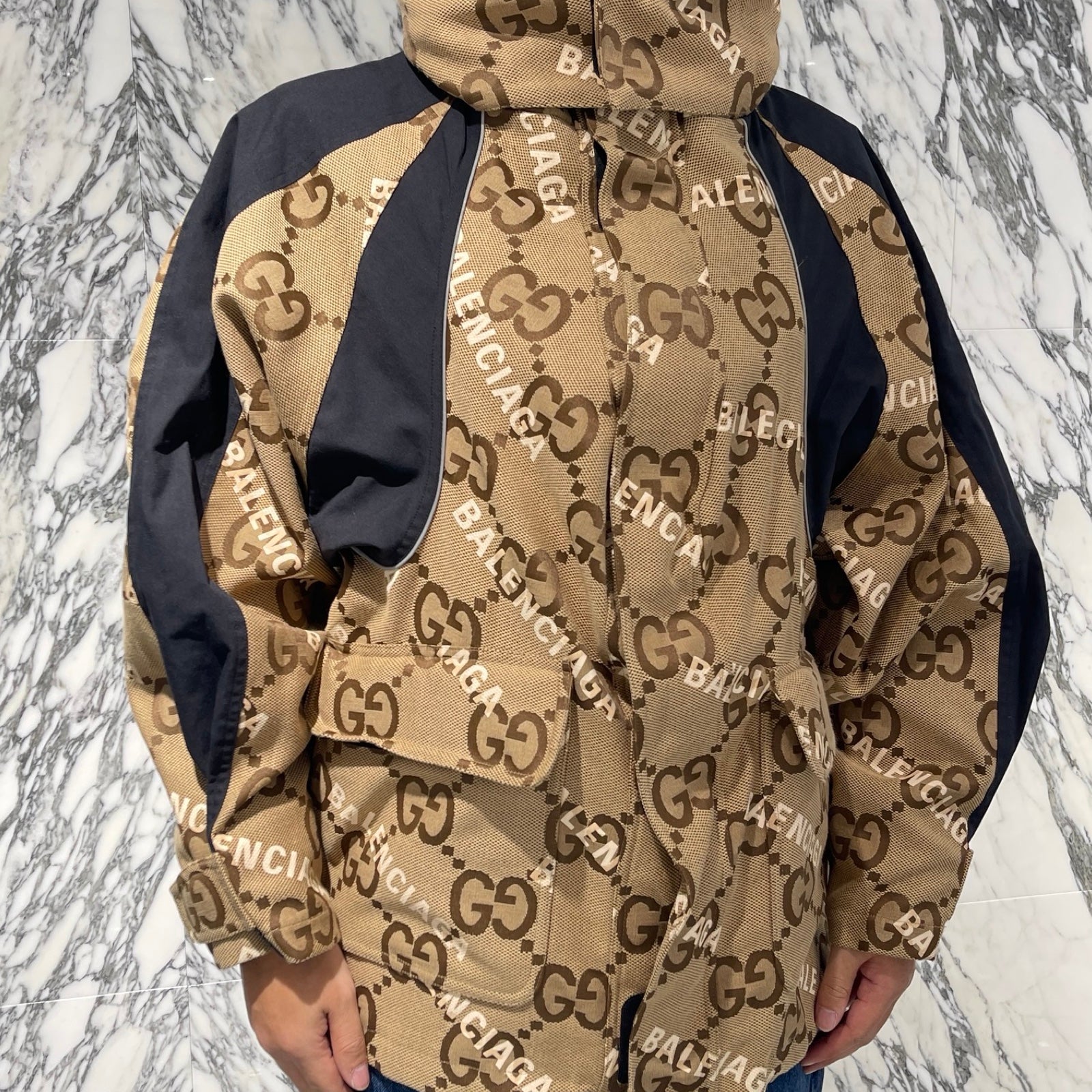 GUCCI × BALENCIAGA 2021AW The Hacker Project Jumbo GG Jacket Size 44 グッチ×バレンシアガ ザ ハッカー プロジェクト ジャンボ GG ジャケット サイズ44