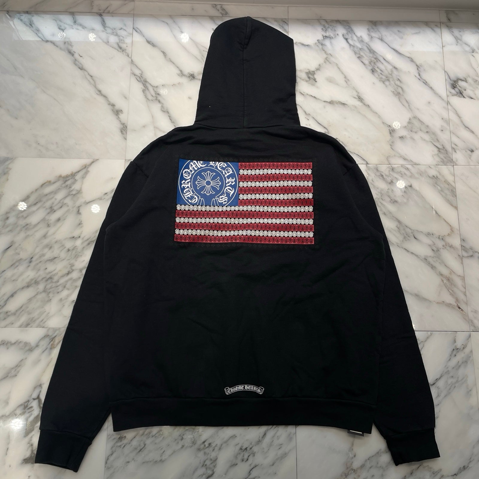 CHROME HEARTS American Flag Scroll Logo Pullover Hoodie Size L クロムハーツ アメリカ国旗 スクロールロゴ プルオーバーフーディー サイズL